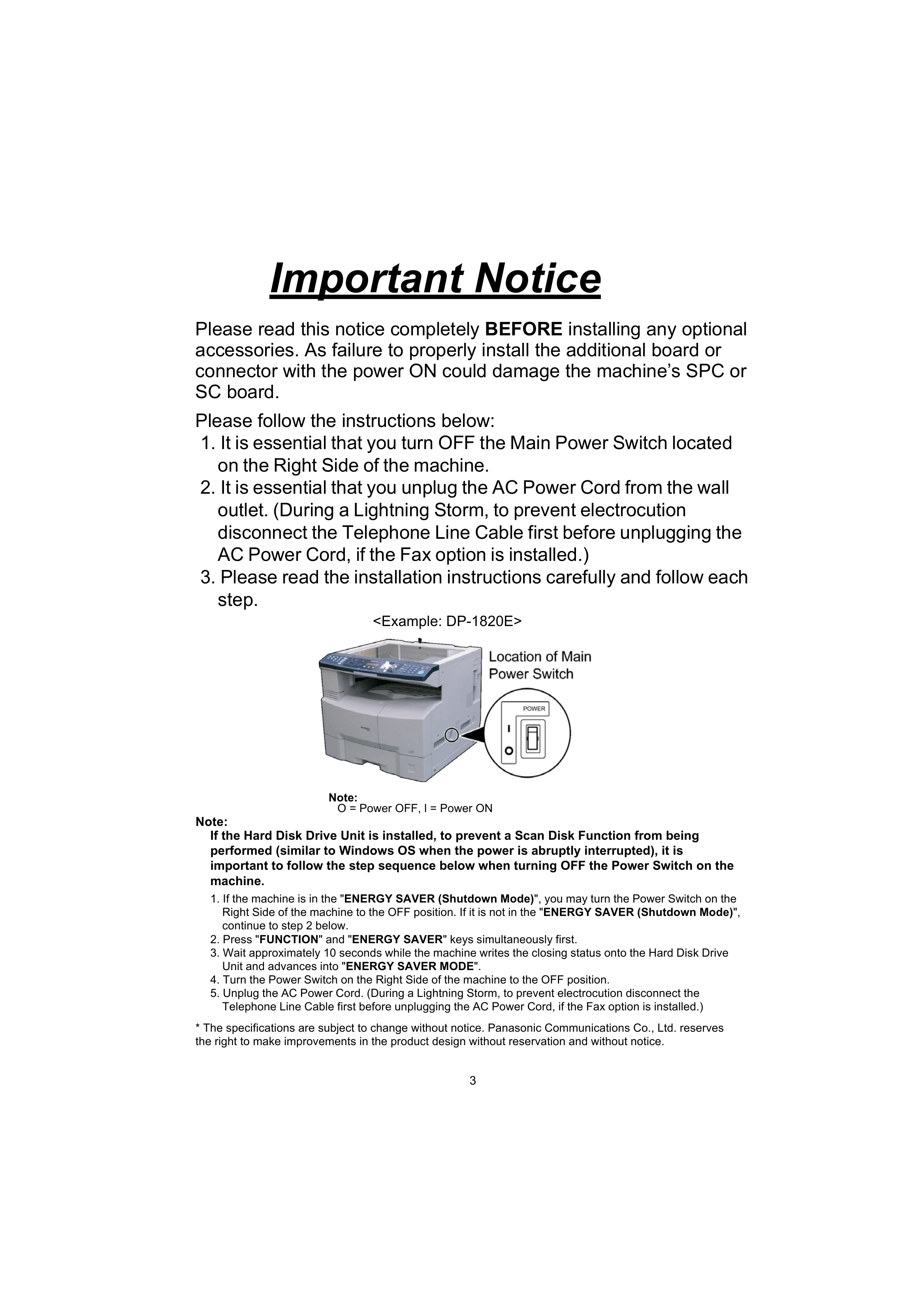 Manual for DP-1520P/1820P/1820E