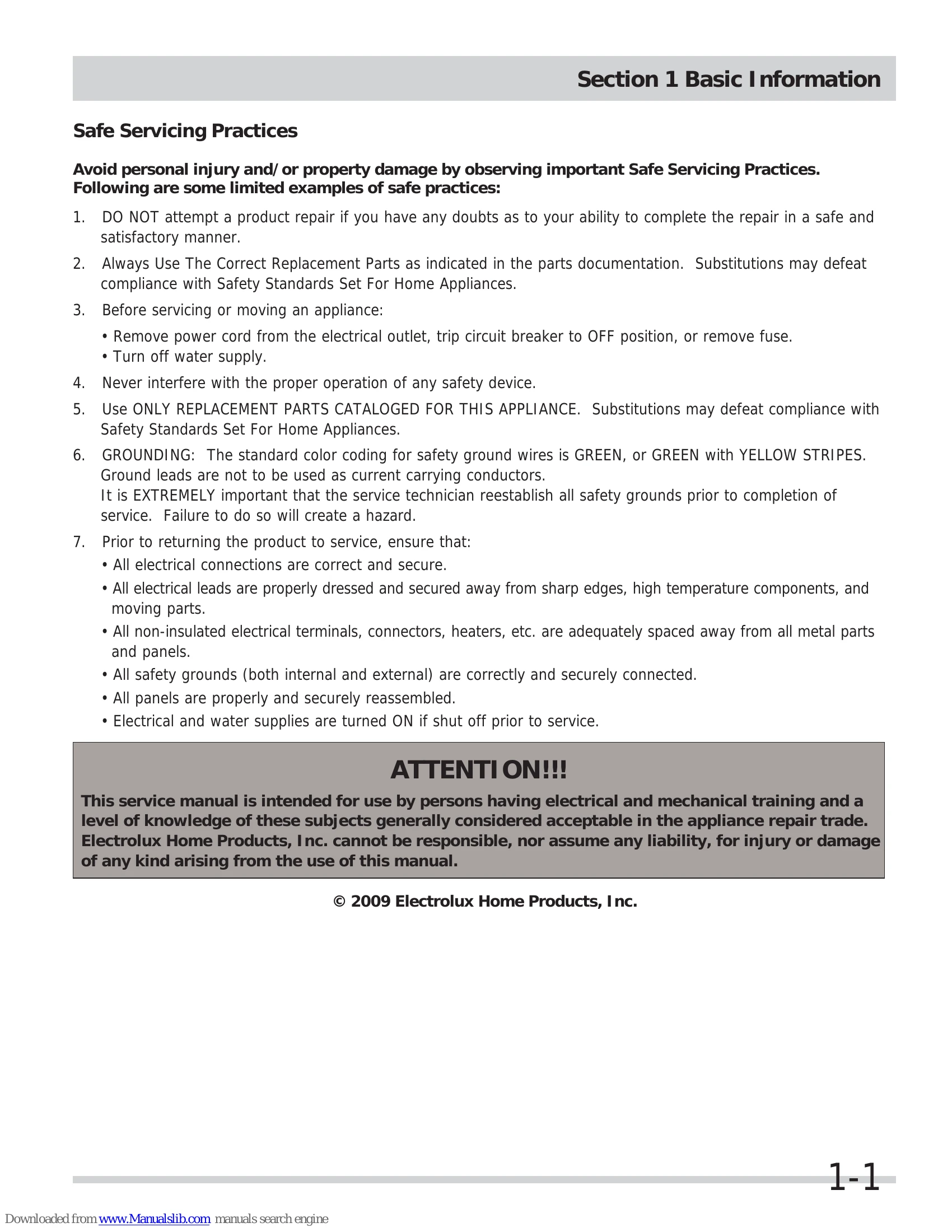 Manual for Affinity Front Load 6000 & 7000 Series