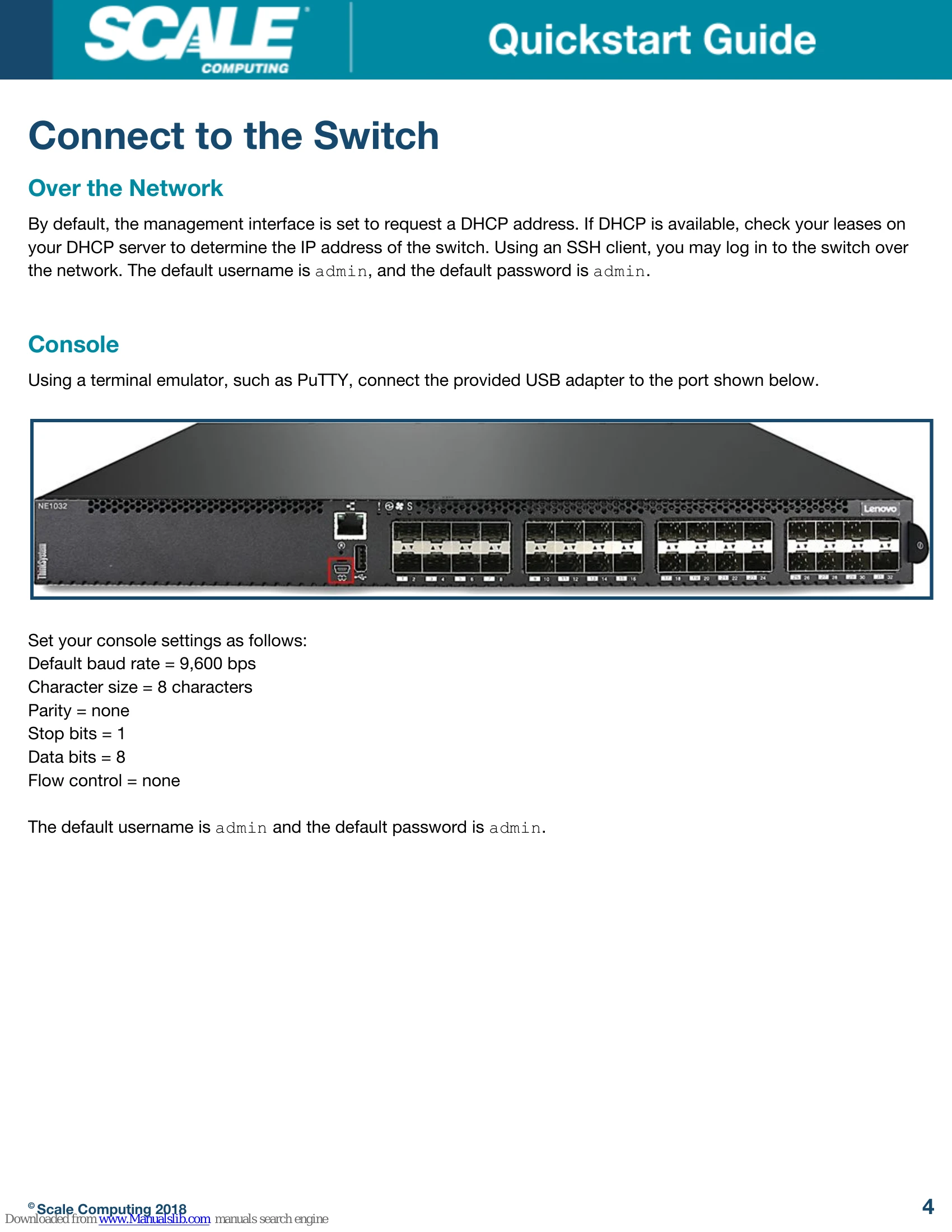 Quick Start Guide for NE1032 Switch