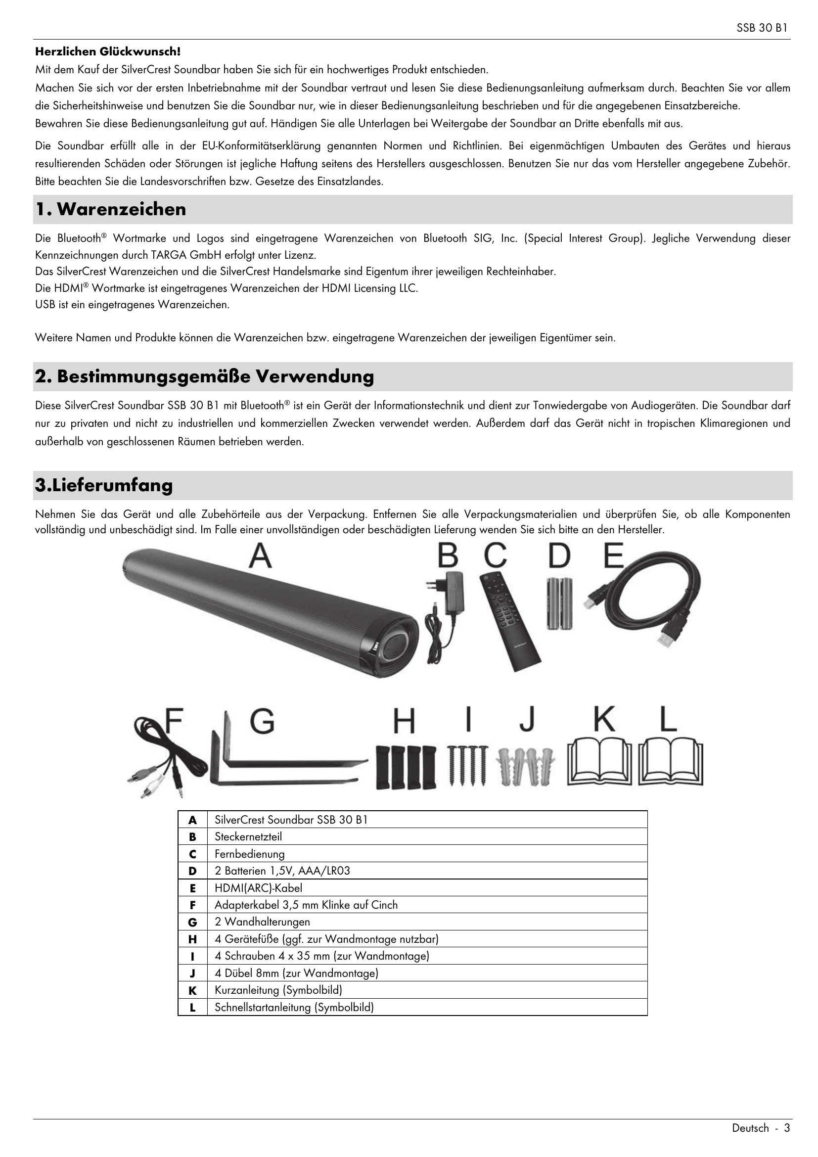 Manual for SSB 30 B1