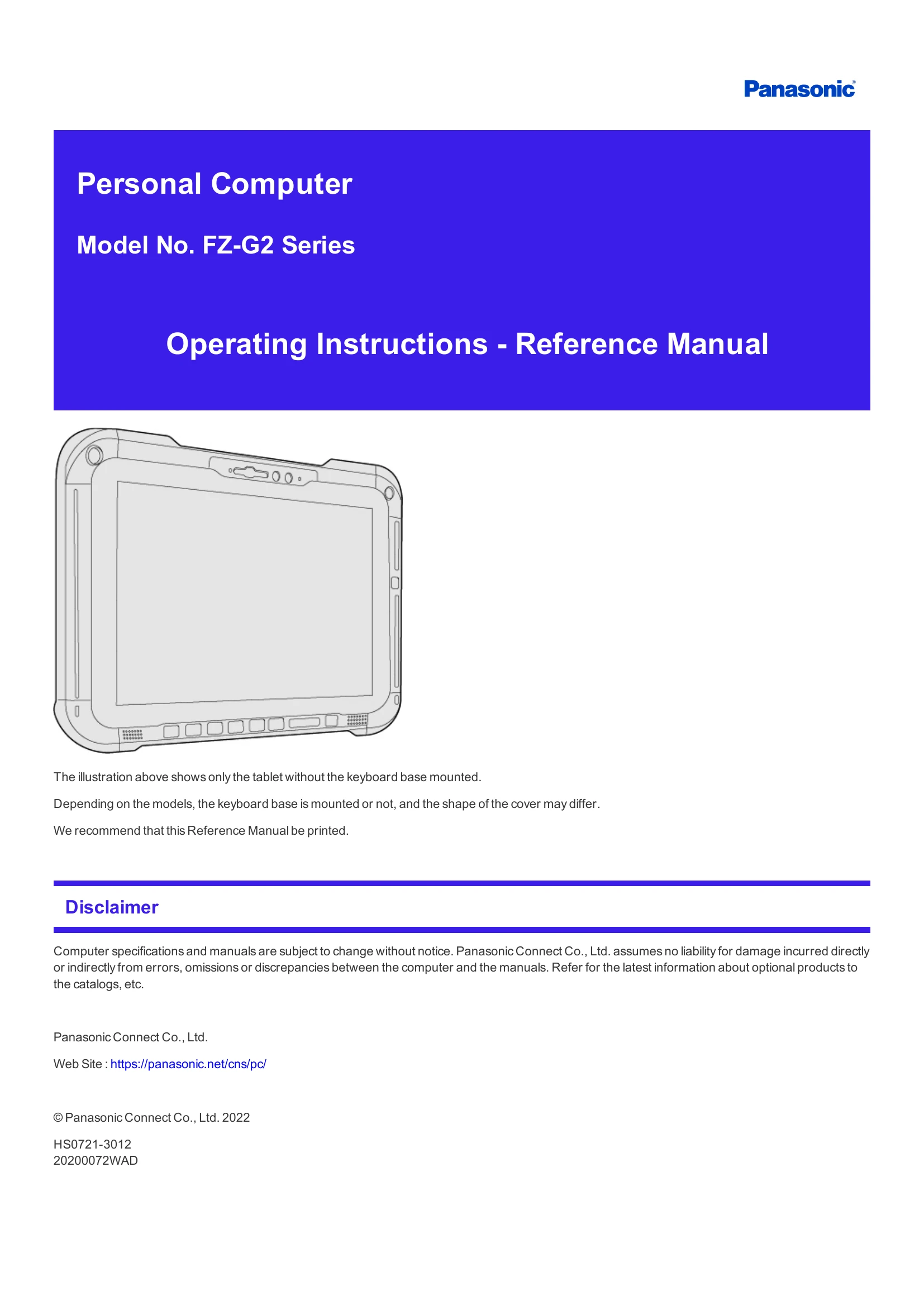 Manual for FZ-G2 Series