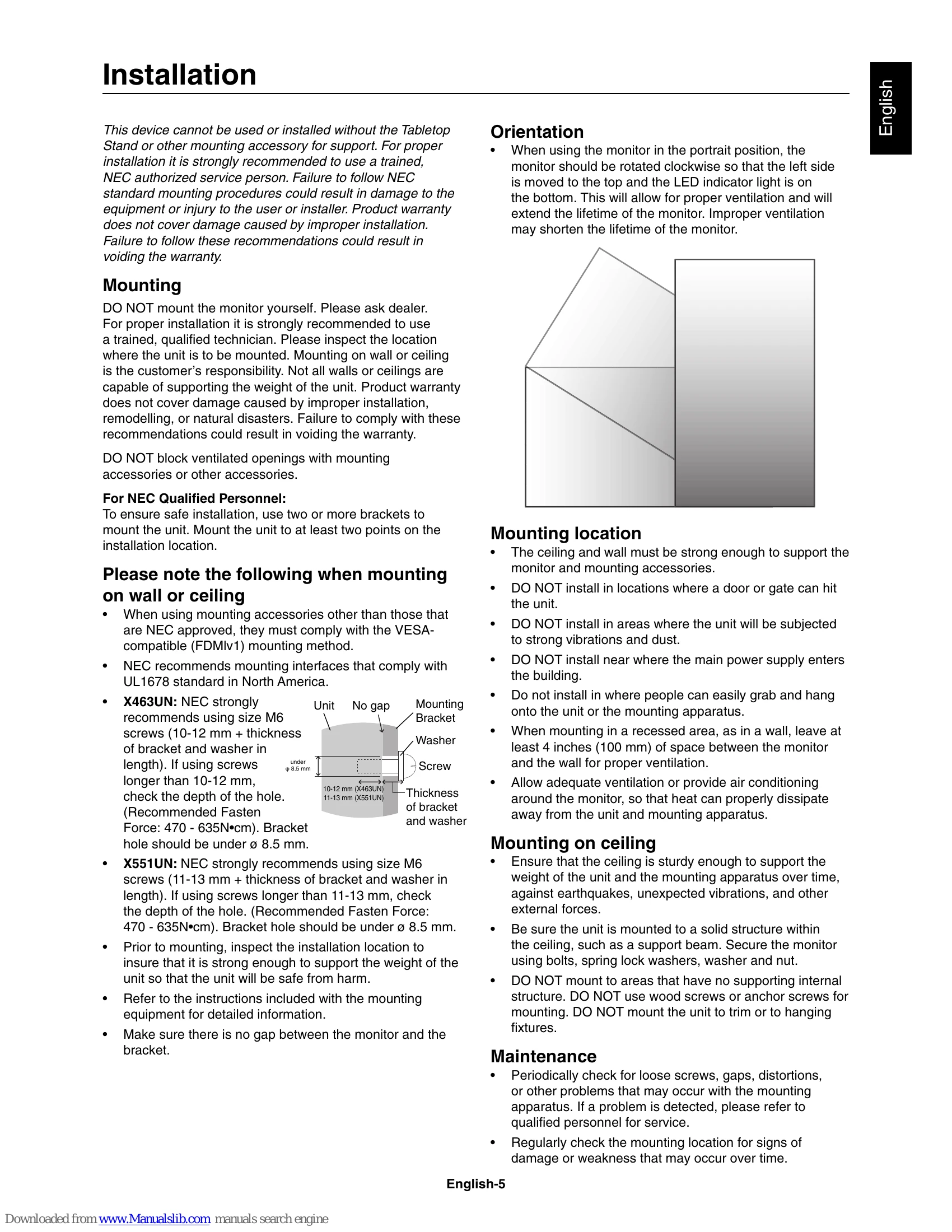 Manual for MultiSync X463UN