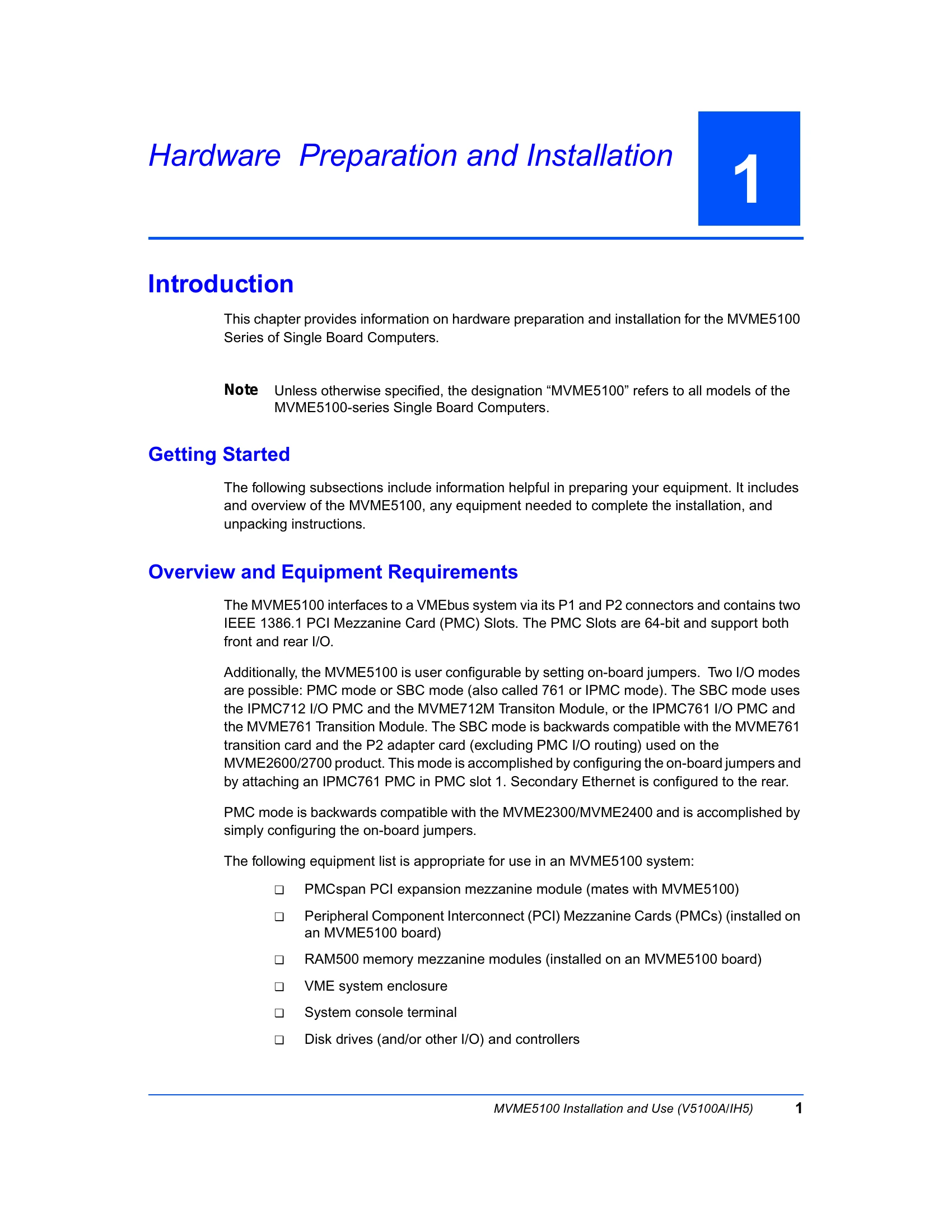 Installation Guide for MVME5100