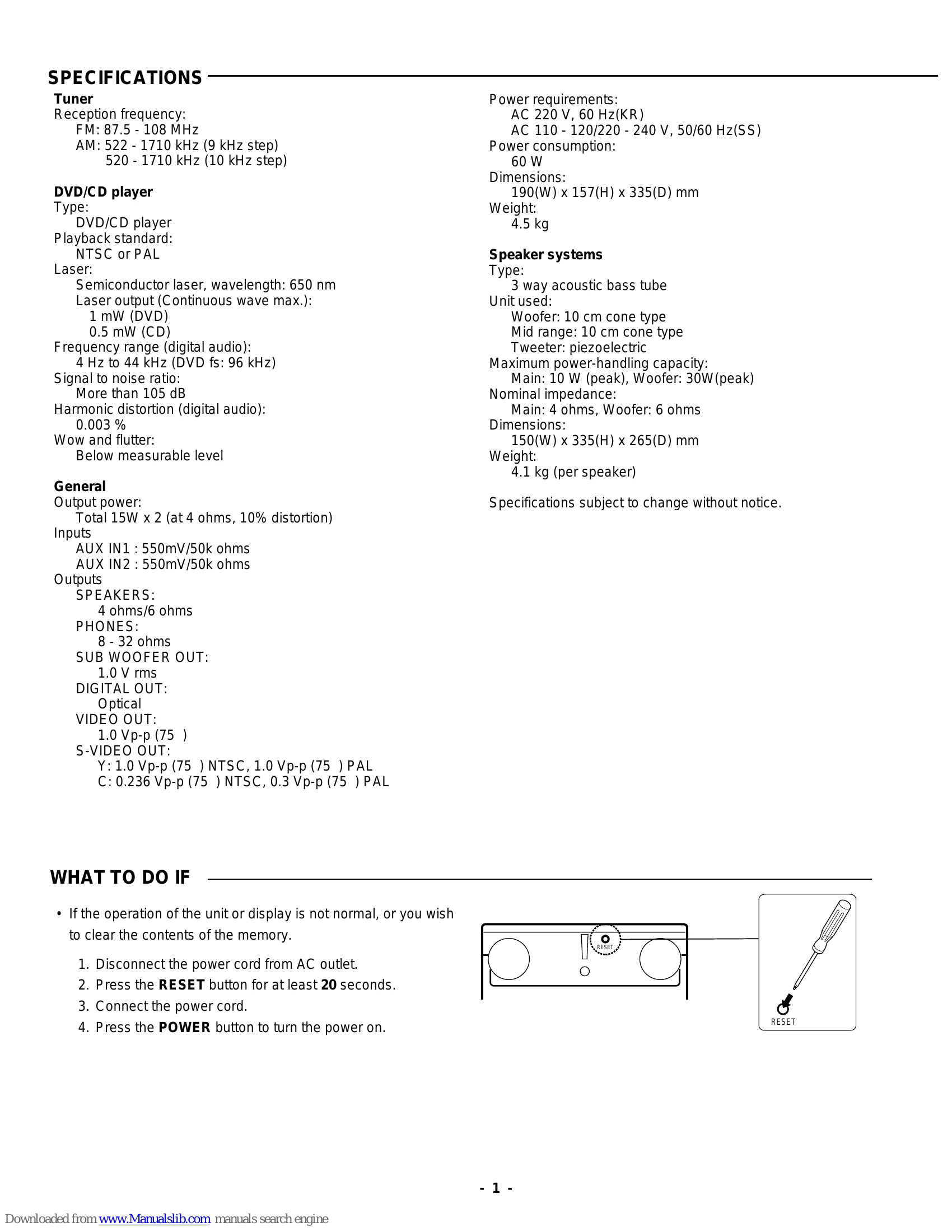 Parts/Service for DC-DVD888