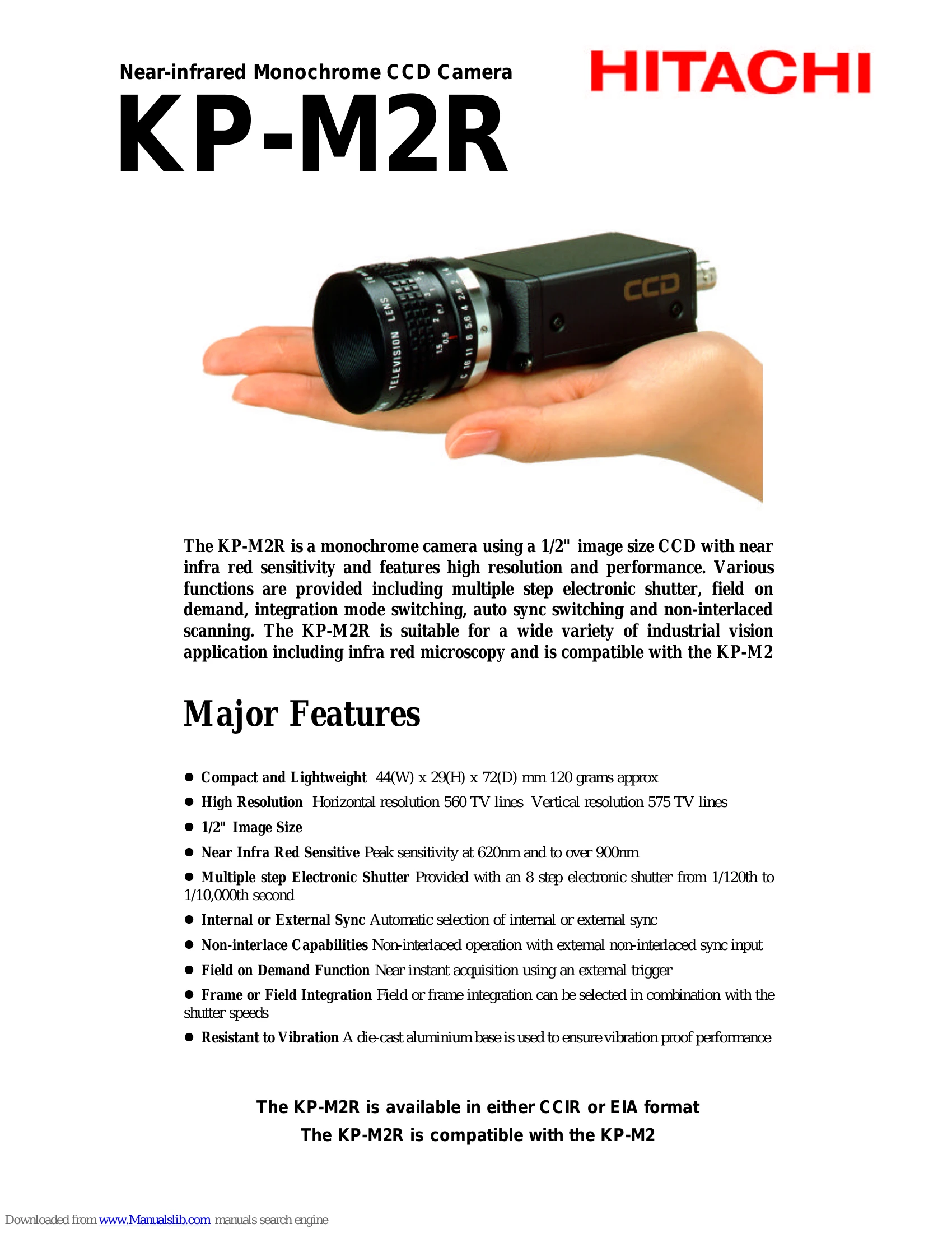 Spec Sheet for KP-M2R