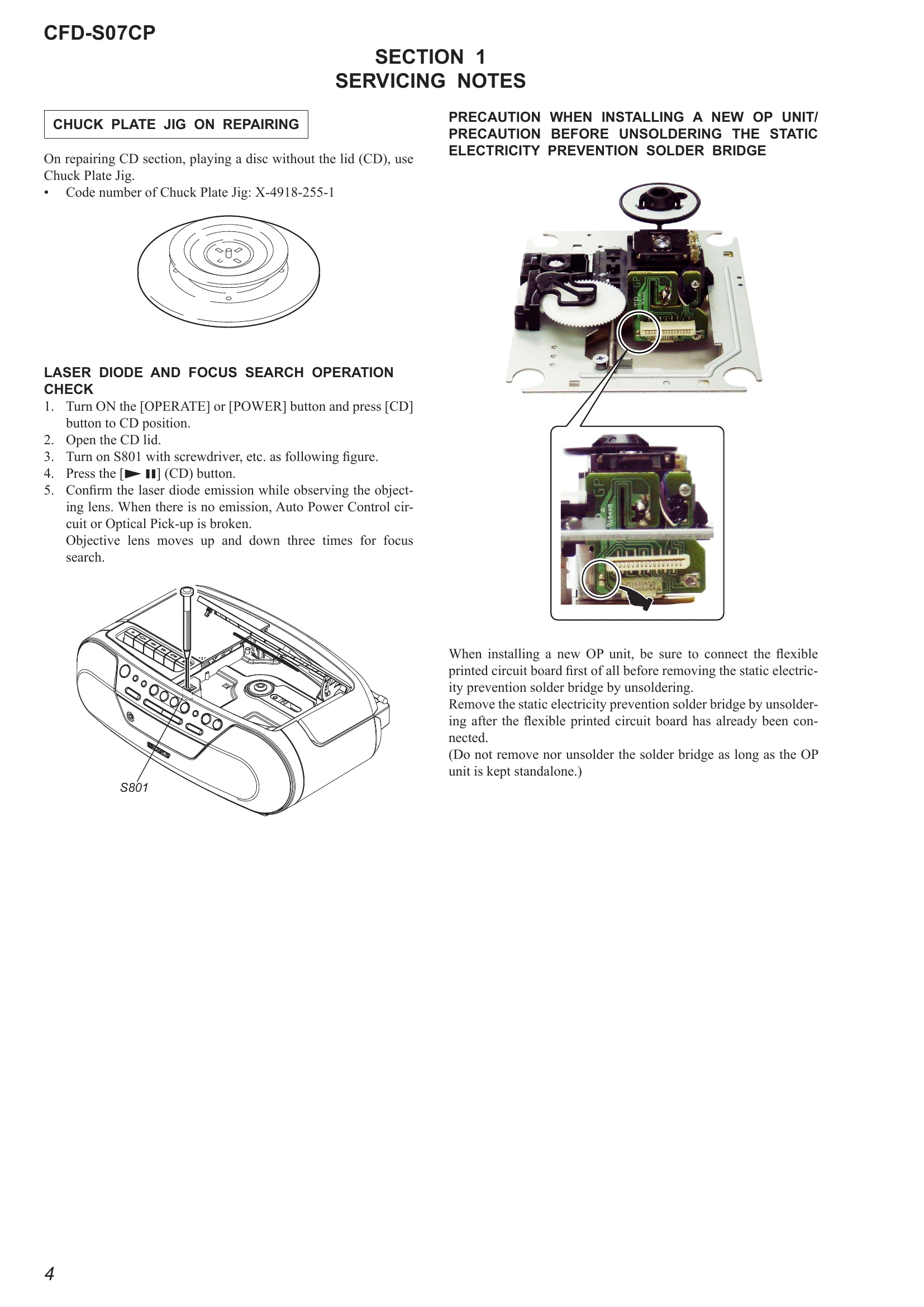 Parts/Service for CFD-S07CP