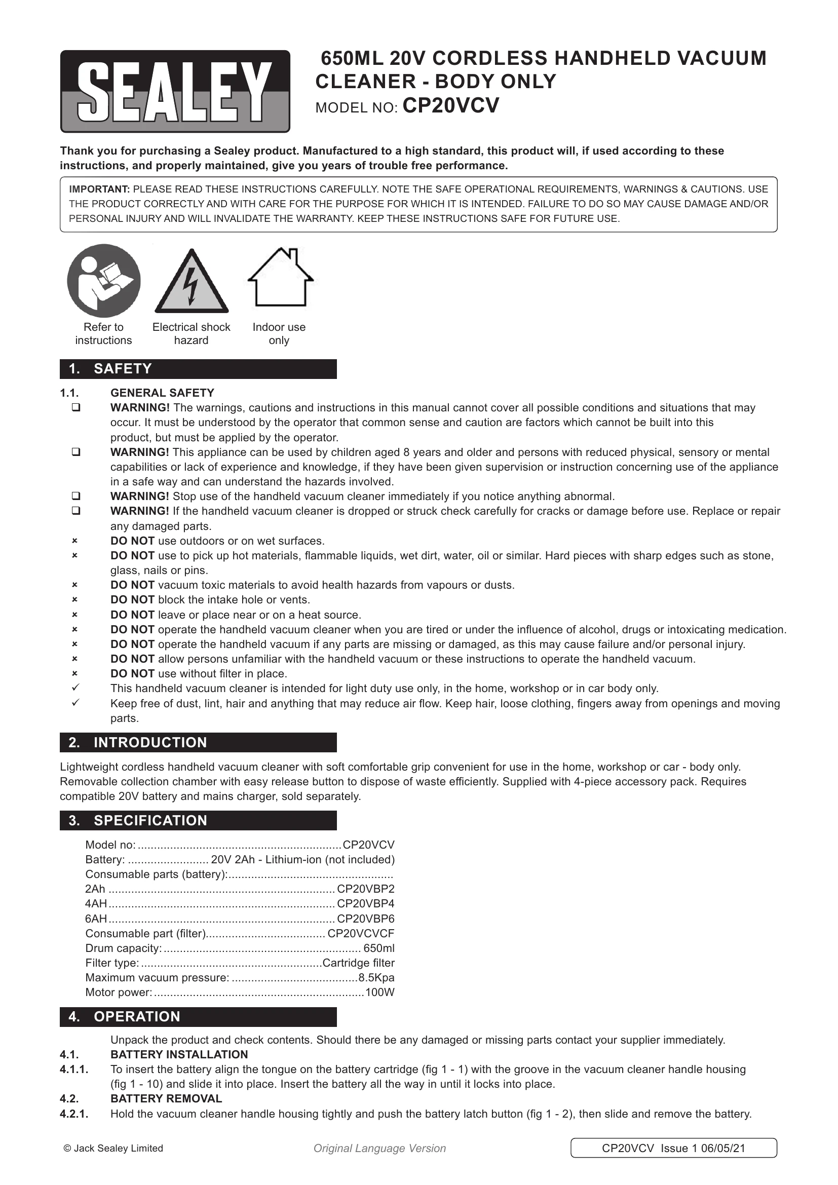Manual for CP20VCV