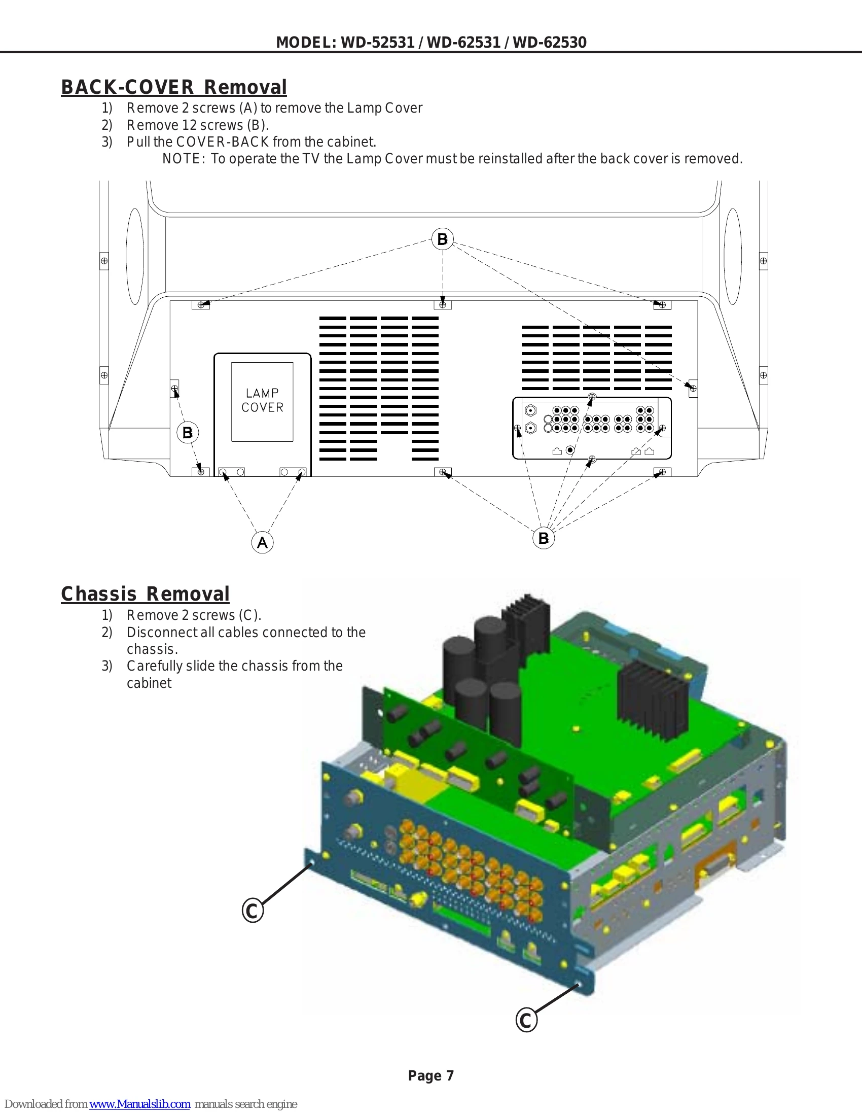 Parts/Service for WD-52531 / WD-62531 / WD-62530