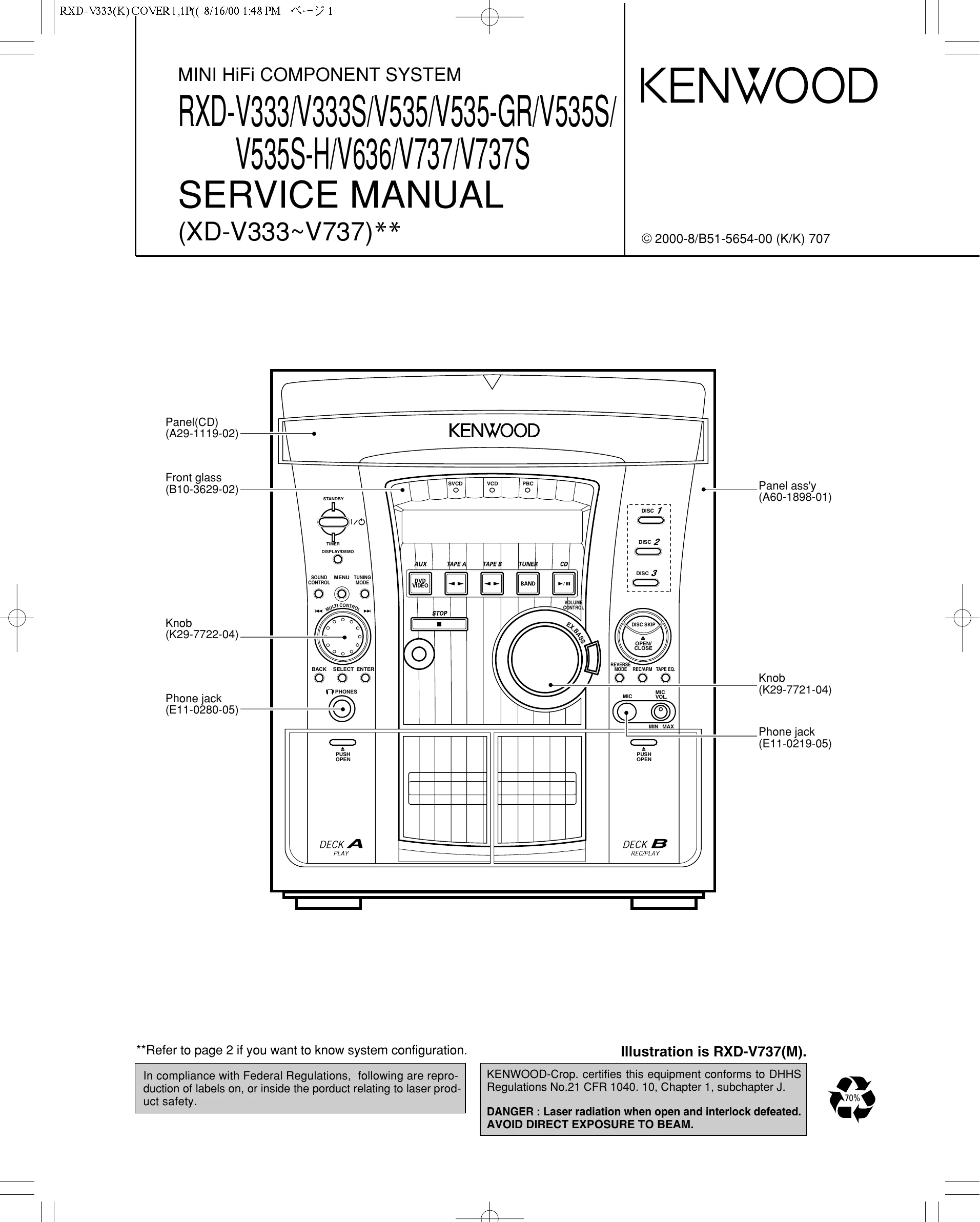 Parts/Service for RXD-V333//V535//V636//V737
