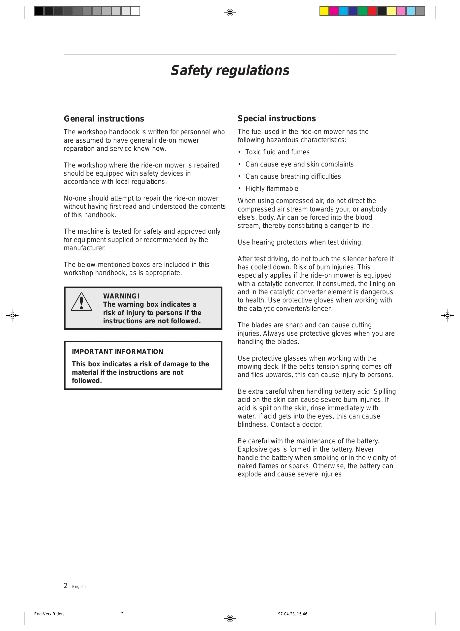 Manual for Rider 850, Rider 970, Rider 850 HST, Rider 970 HST, Rider 1030 Bioclip, Rider 1200