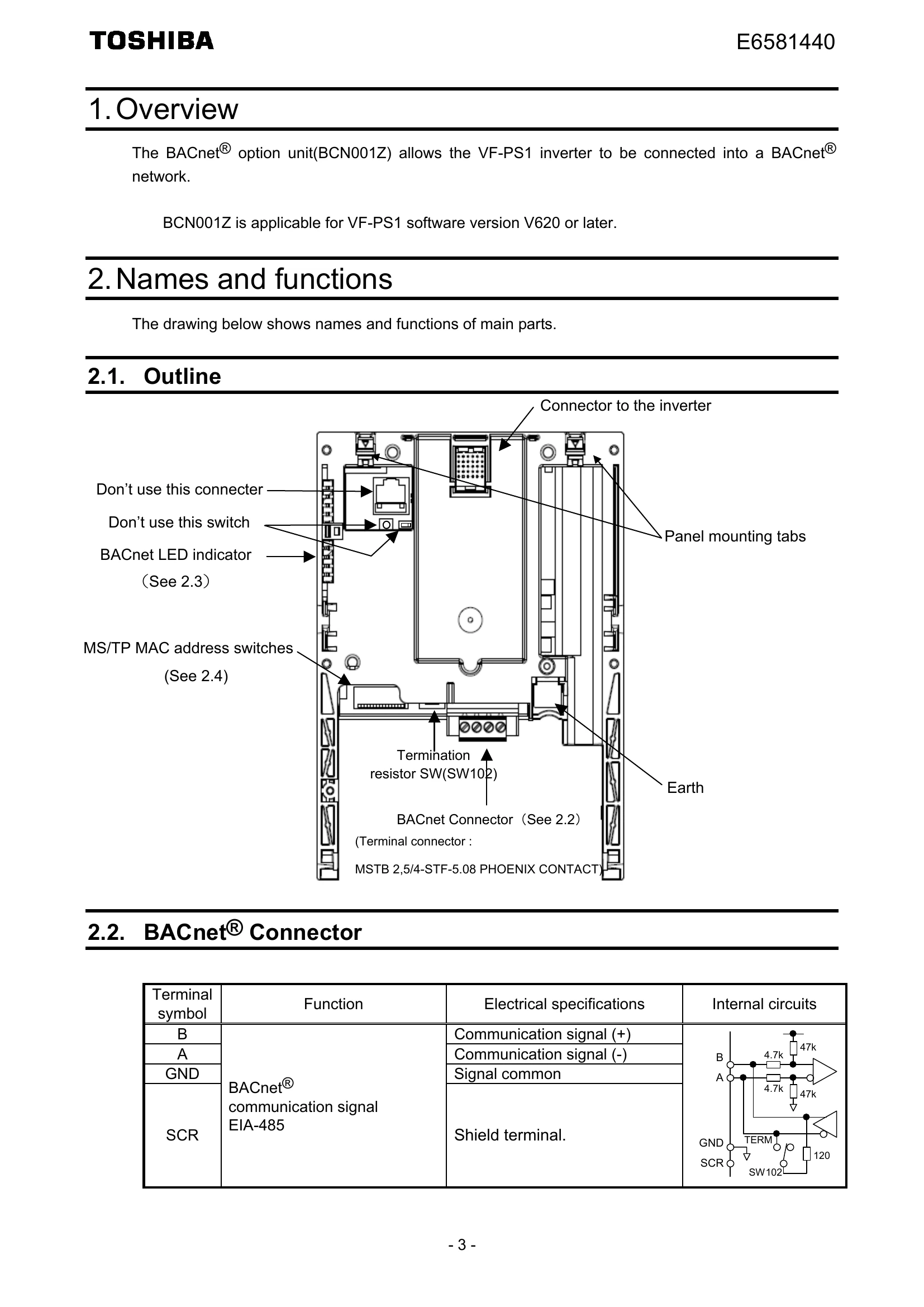 Manual for BCN001Z
