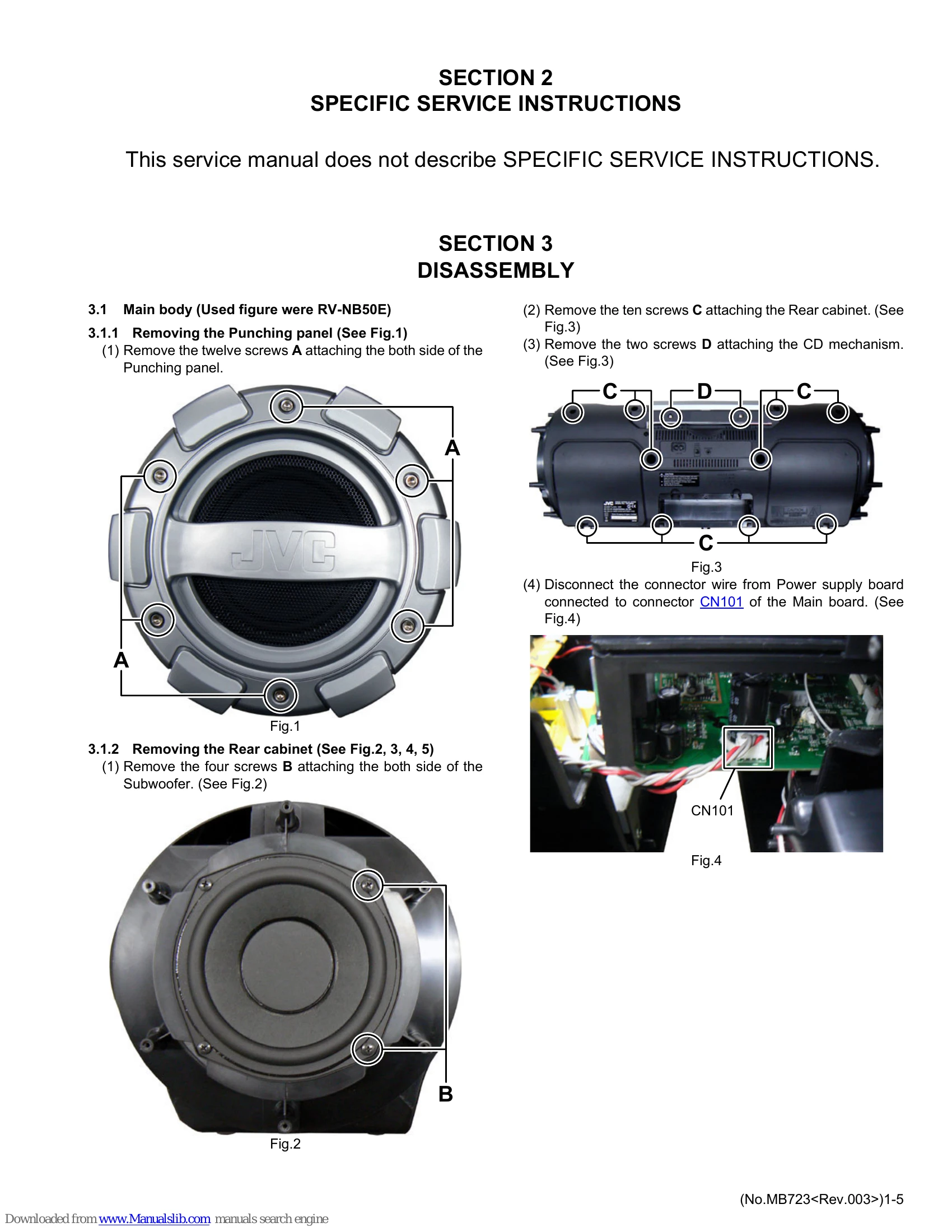 Parts/Service for RV-NB50B