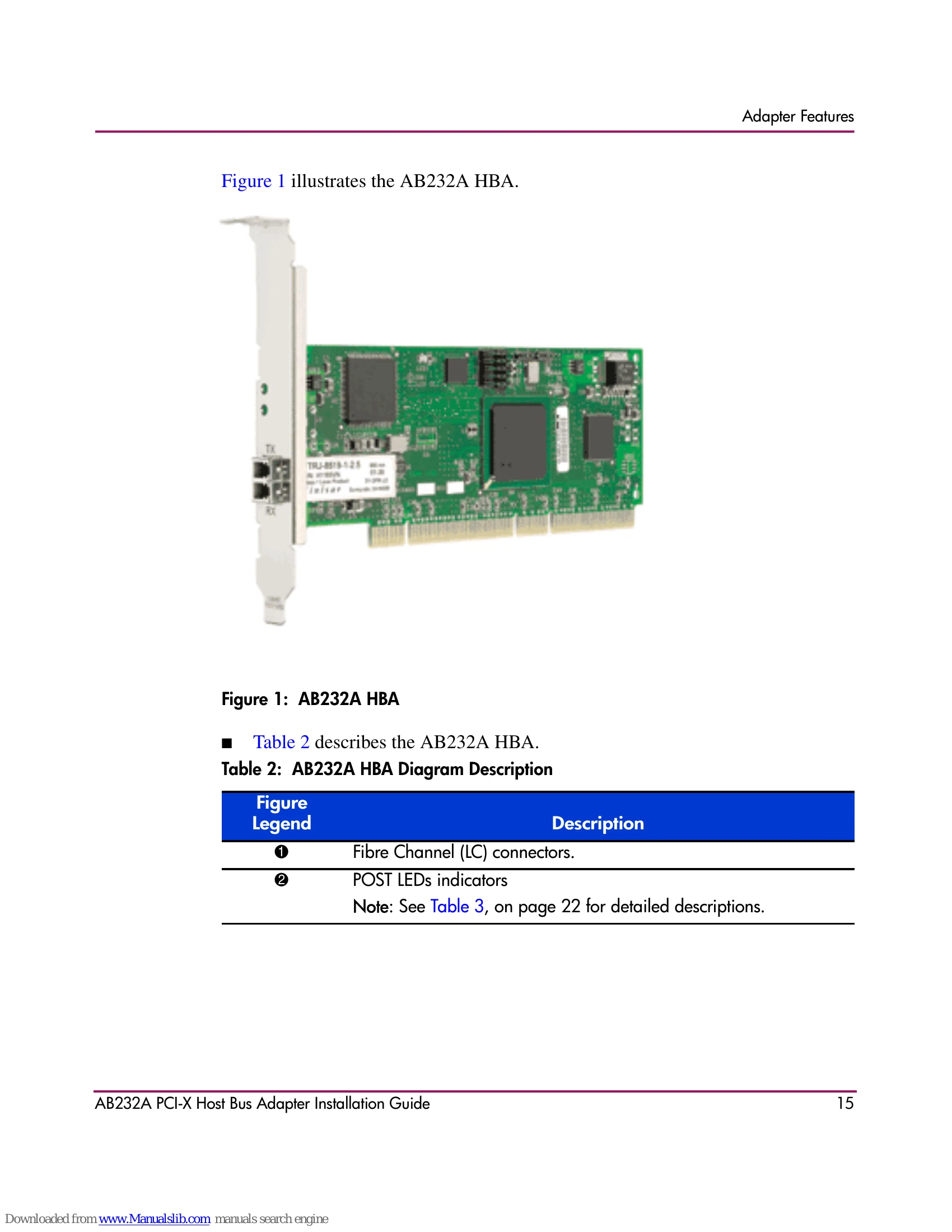 Installation Guide for AB232A PCI-X Host Bus Adapter