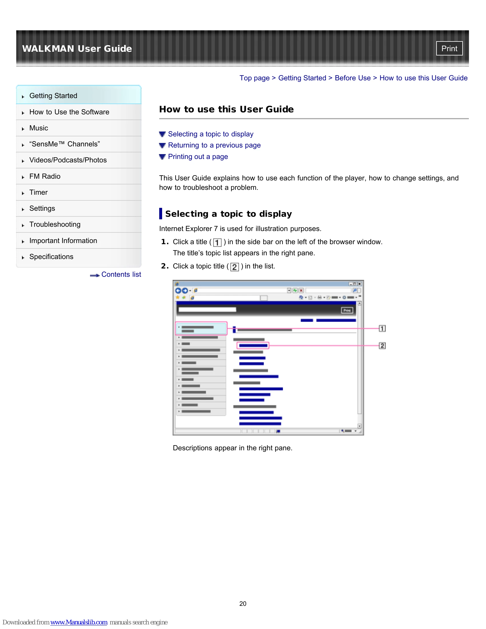 Manual for NWZ-E353/E354/E355