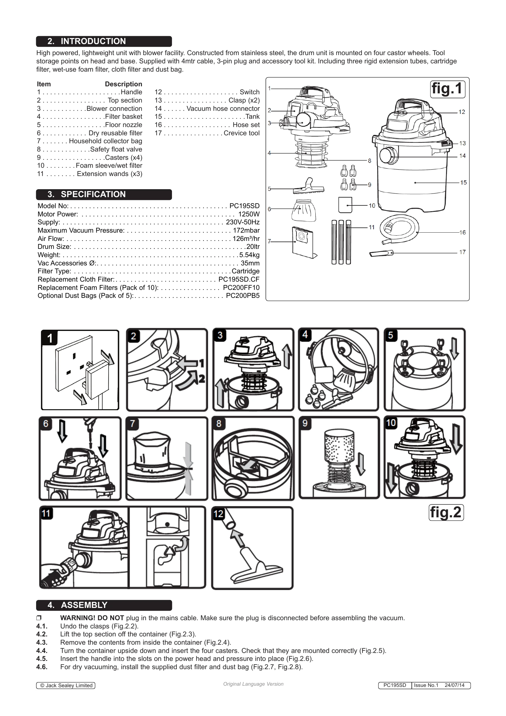 Manual for PC195SD