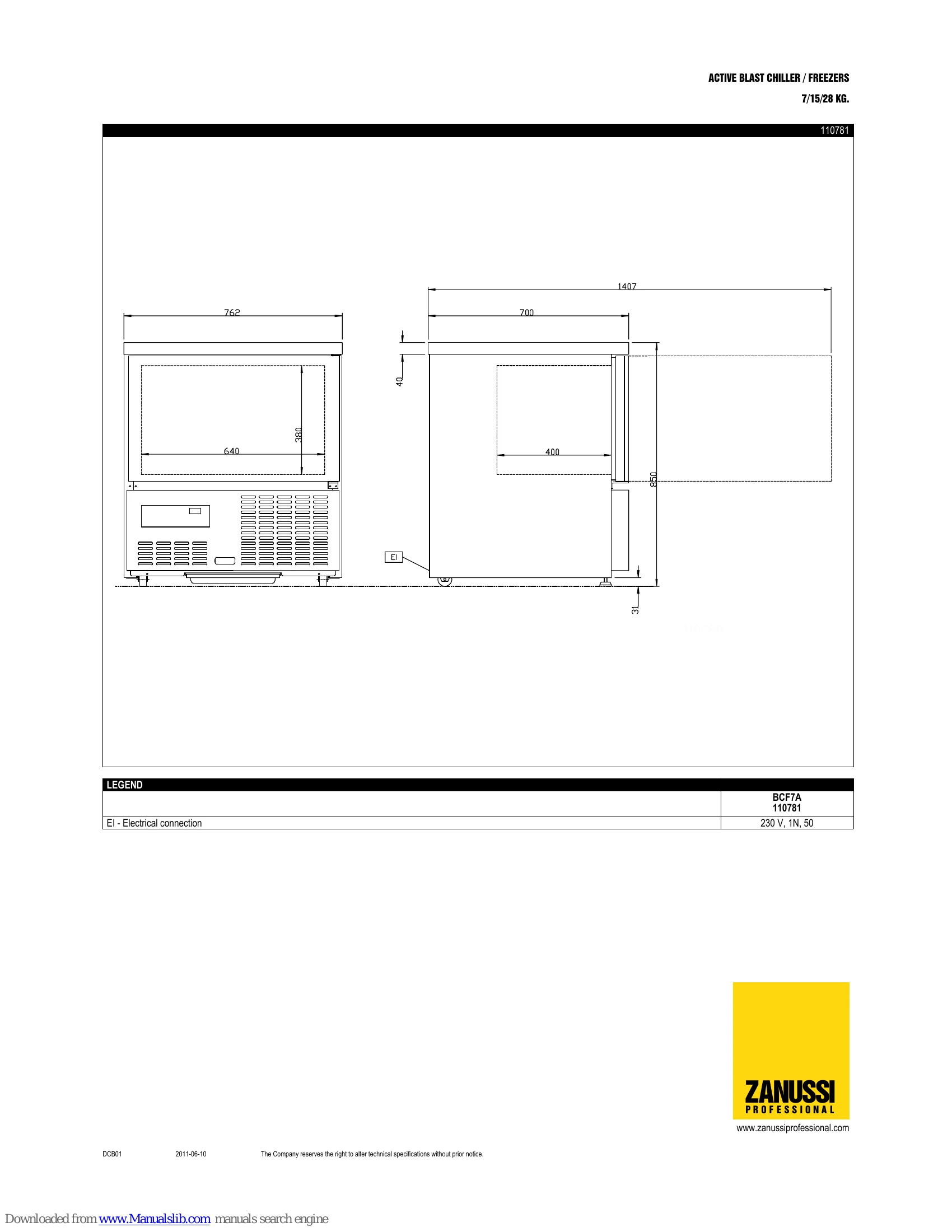 Spec Sheet for BCF7A 110781