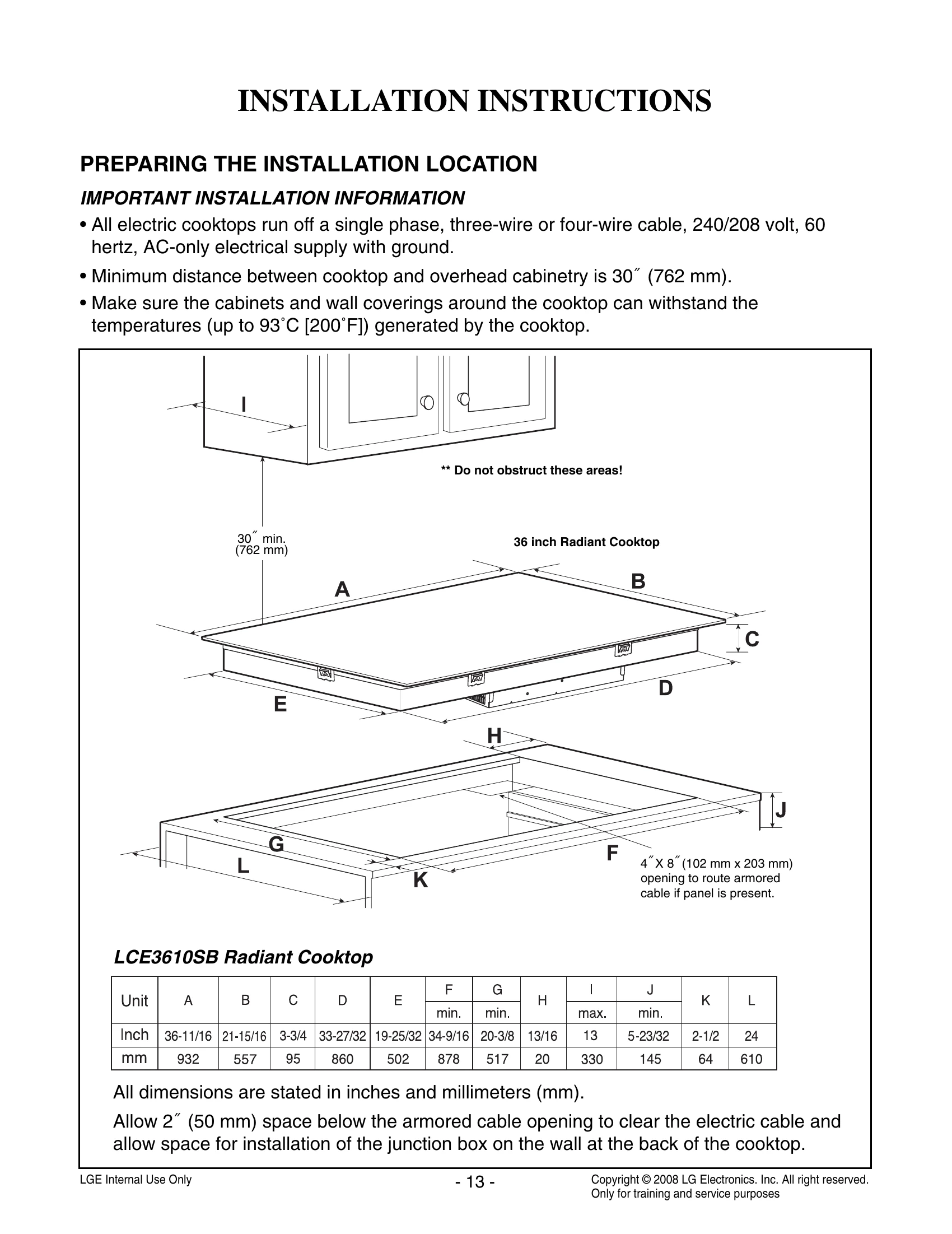 Parts/Service for LCE3610SB