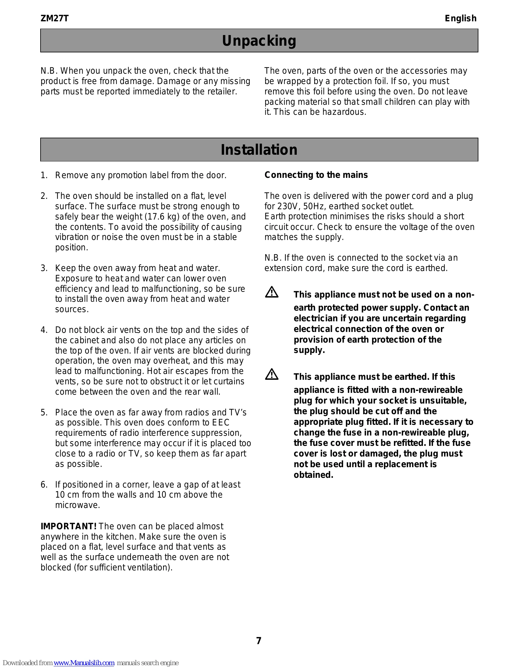 Manual for ZM27T
