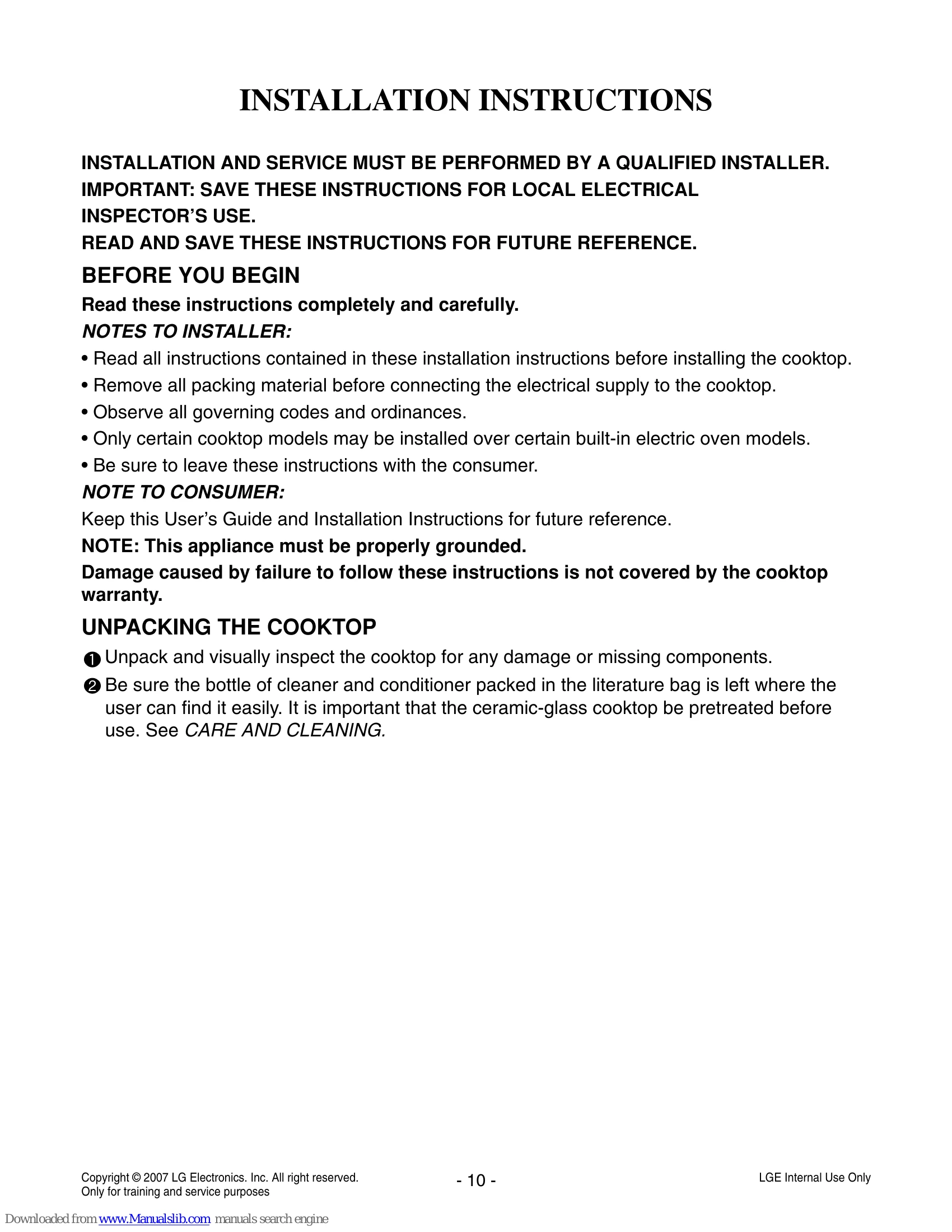 Manual for LCE30845