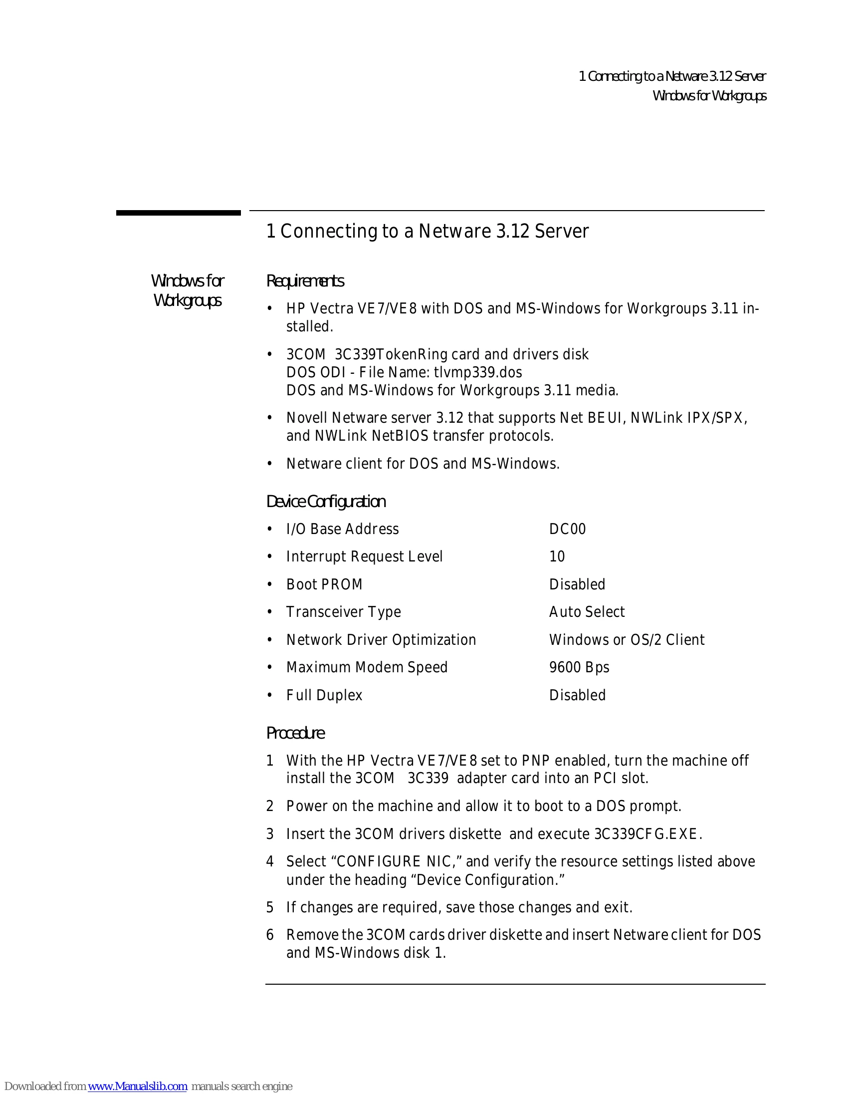 Installation Guide for 3C339