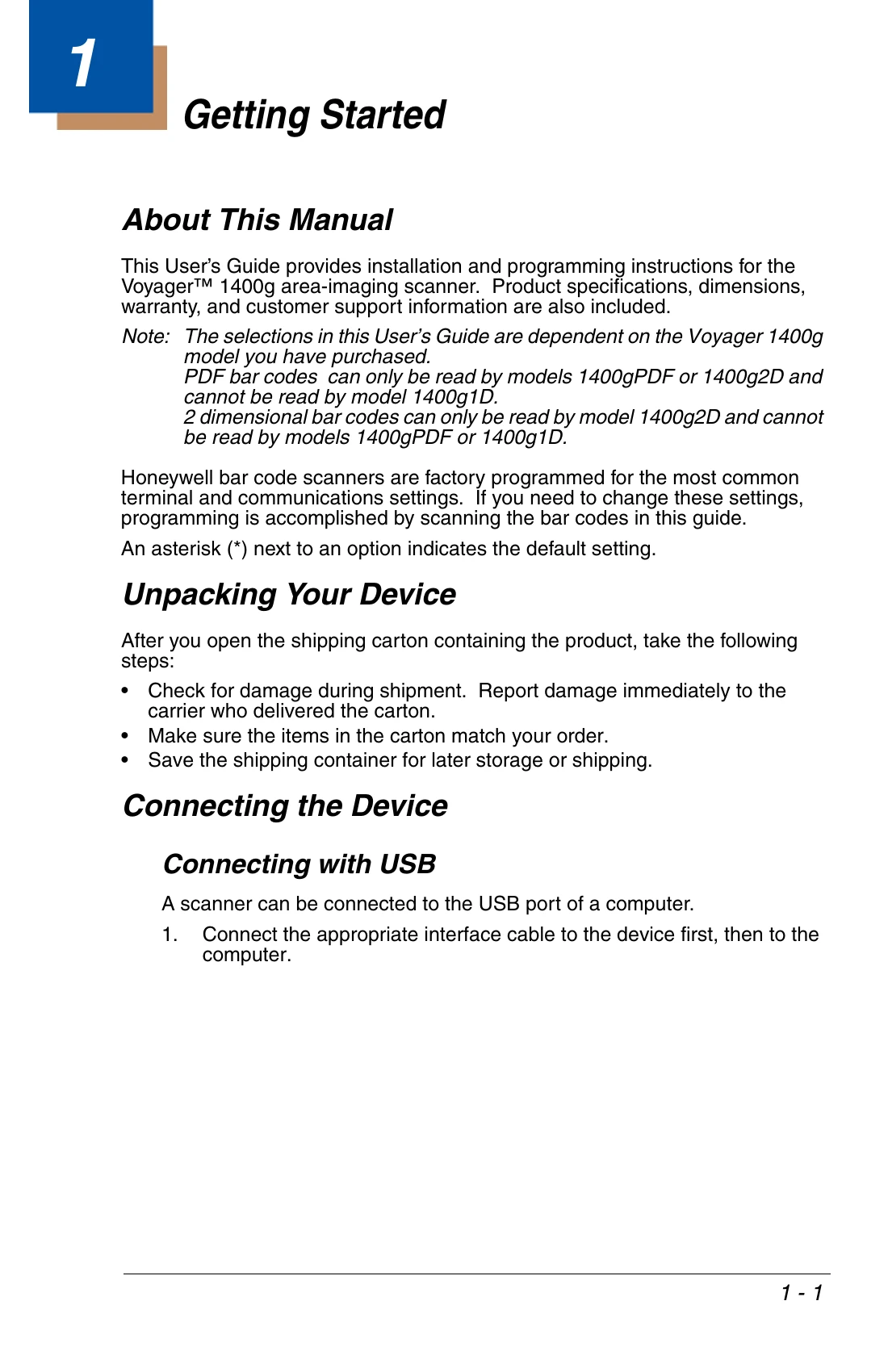 Manual for 1400g Series
