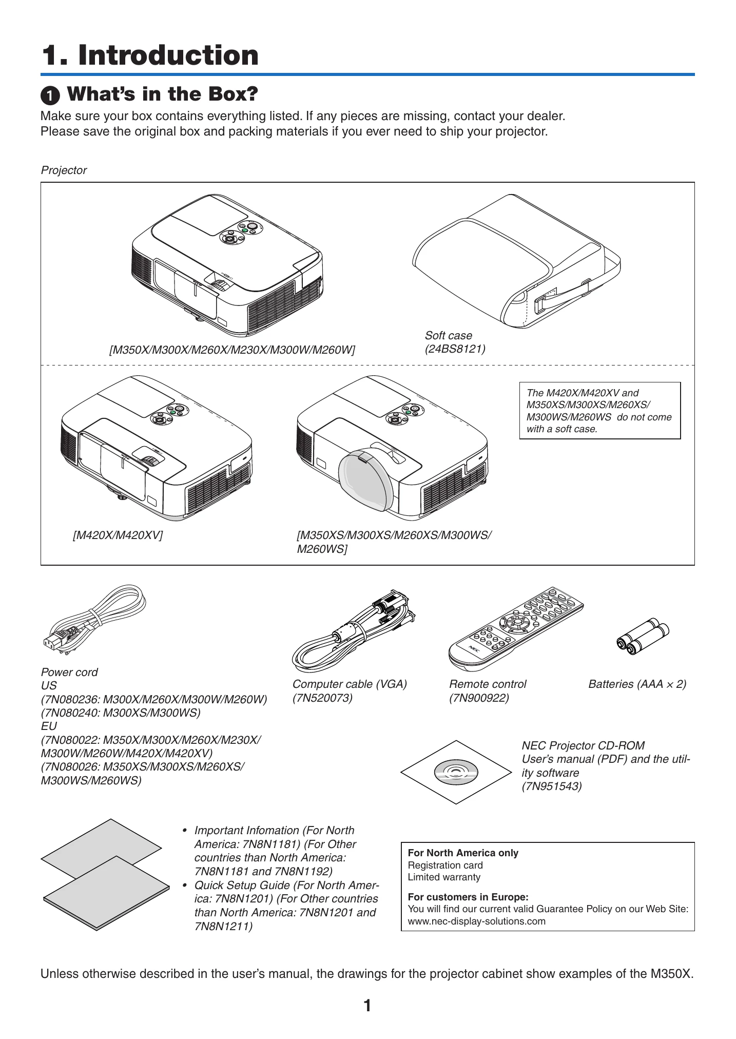 Manual for M350X/M300X/M260X/M230X/M420X/M260W/M350XS/M300XS/M260XS/M300WS/M260WS