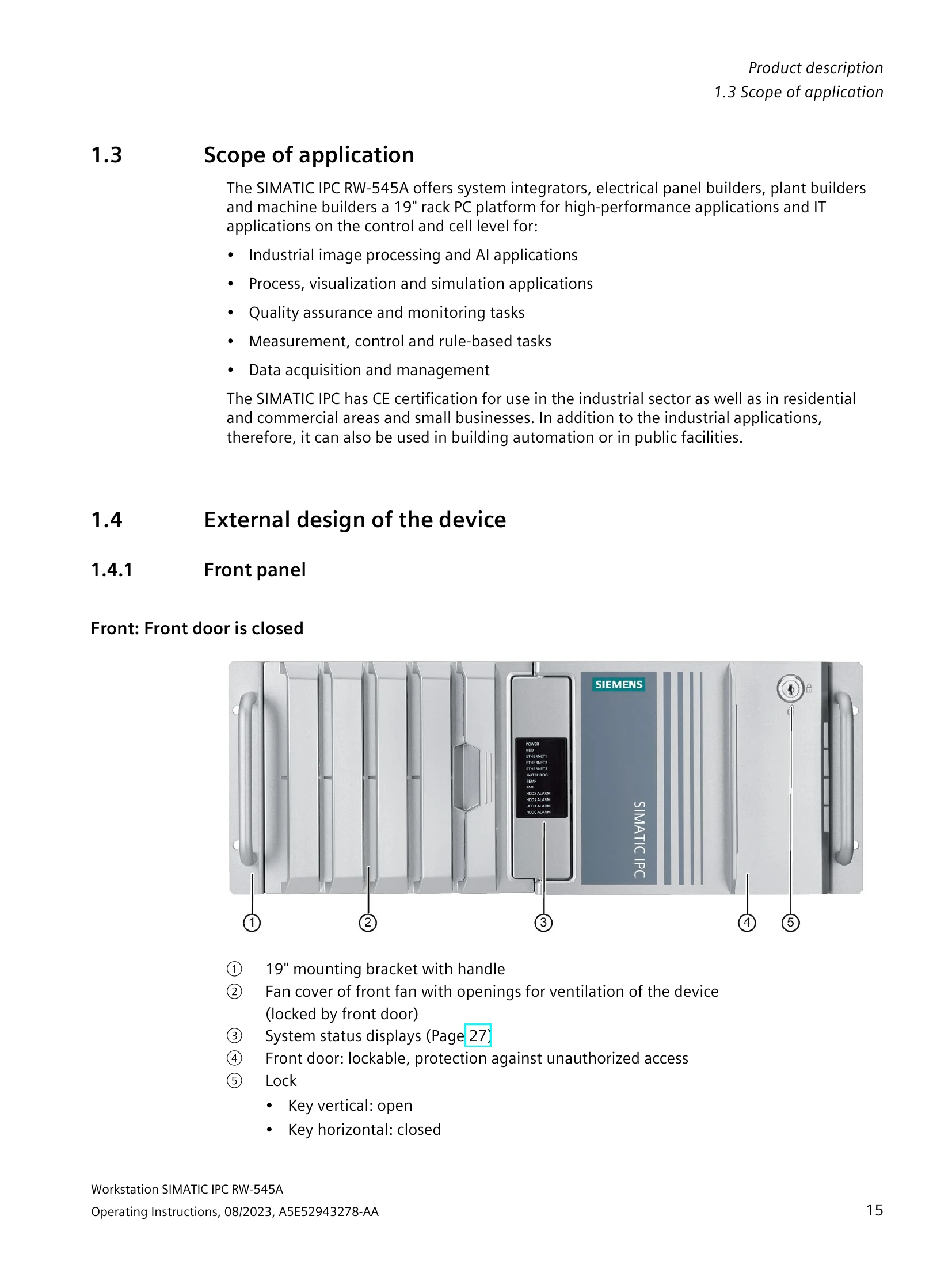 Manual for SIMATIC IPC RW-545A