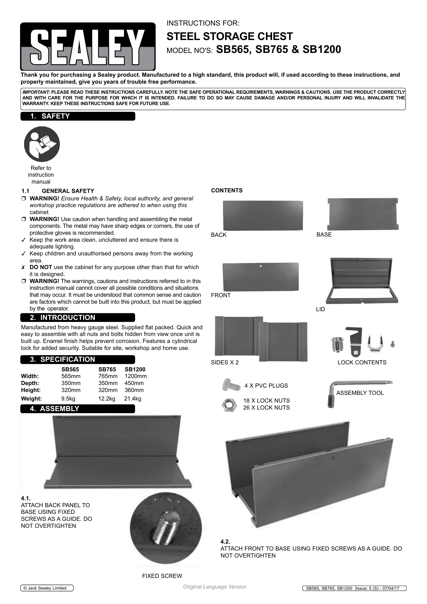 Manual for SB565, SB765 & SB1200