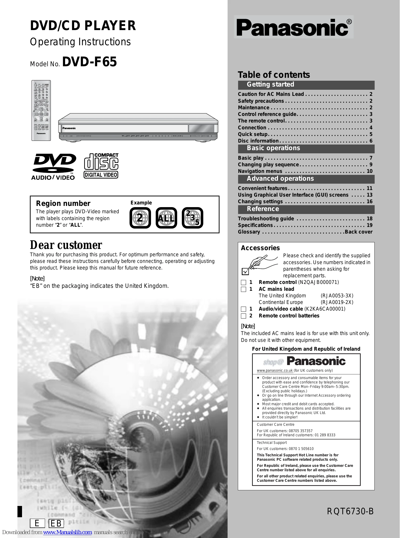 Manual for DVD-F65