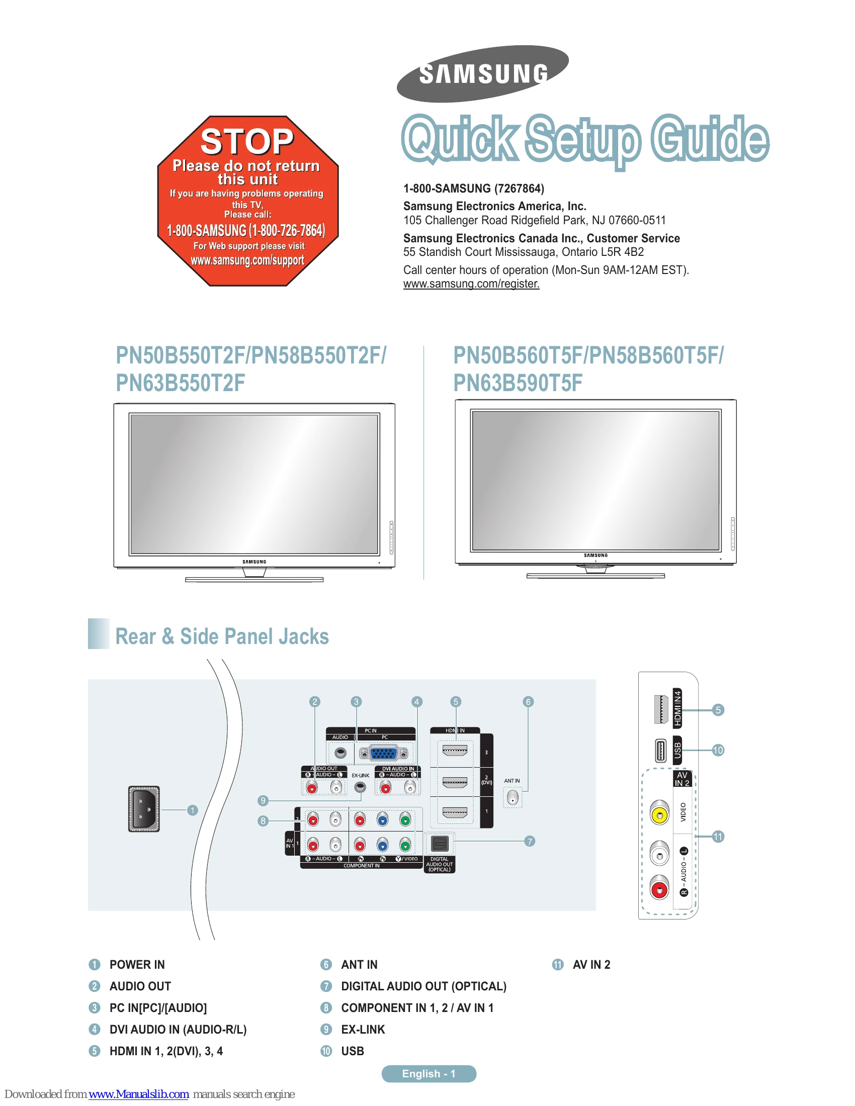 Quick Start Guide for PN50B550T2F
