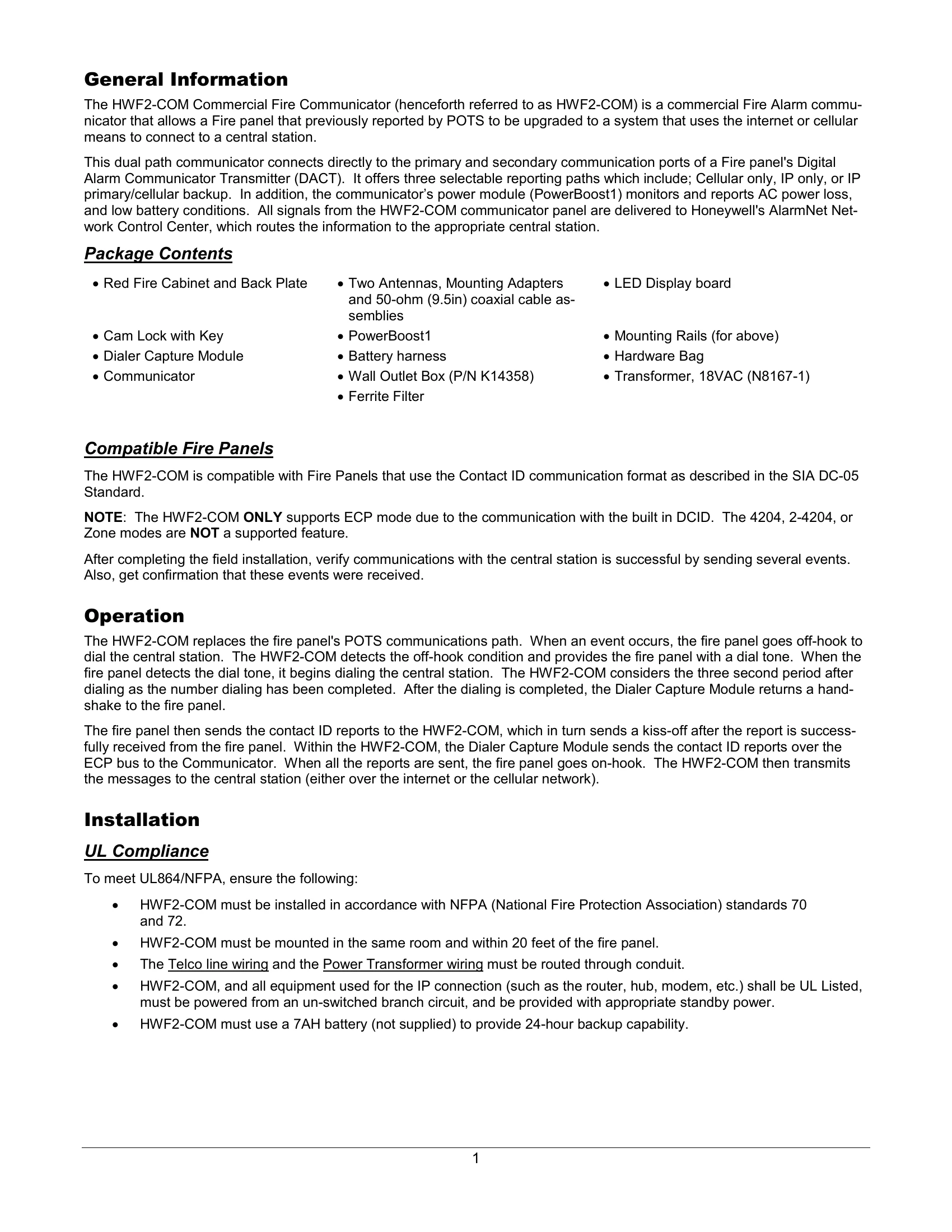 Installation Guide for HWF2V-COM