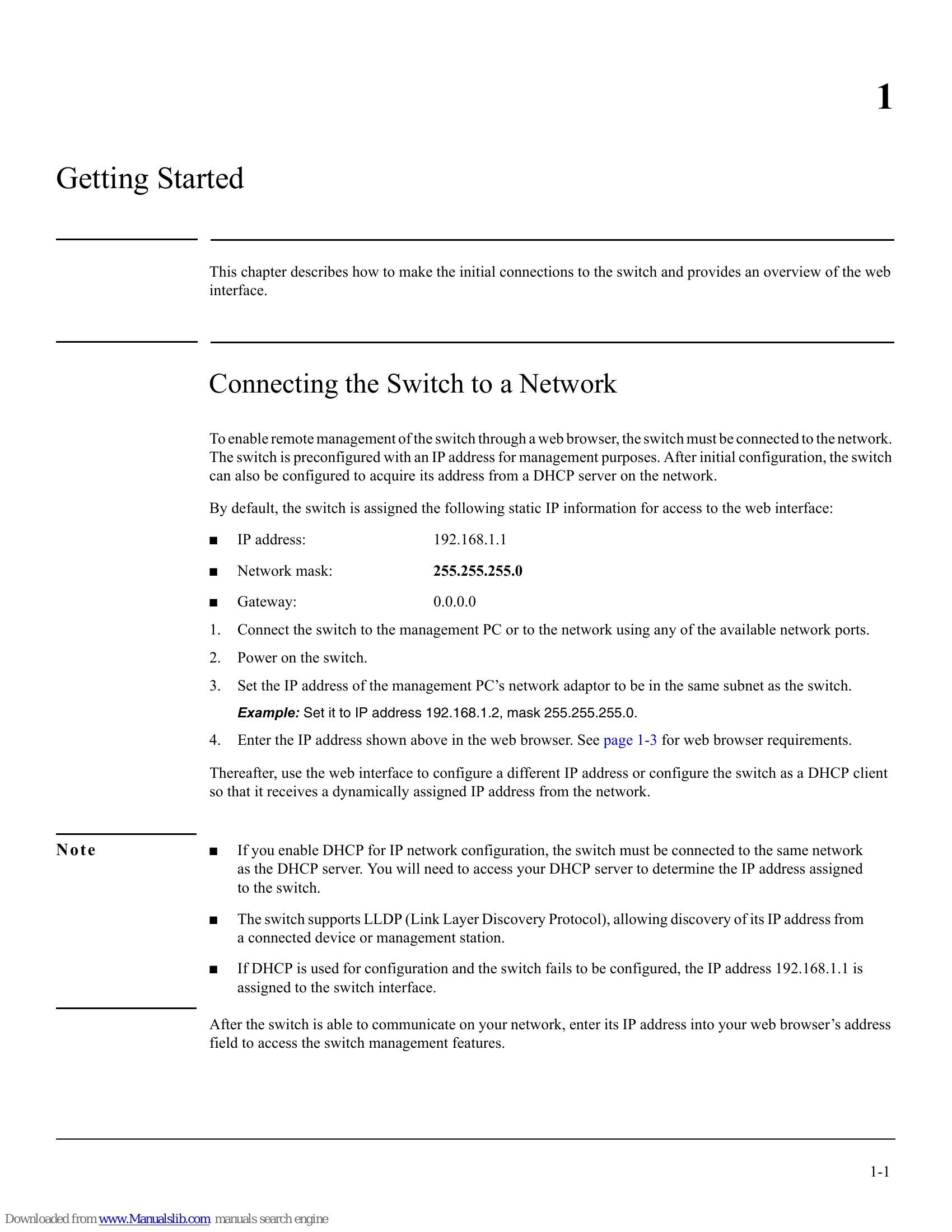 Manual for 1820 Switches