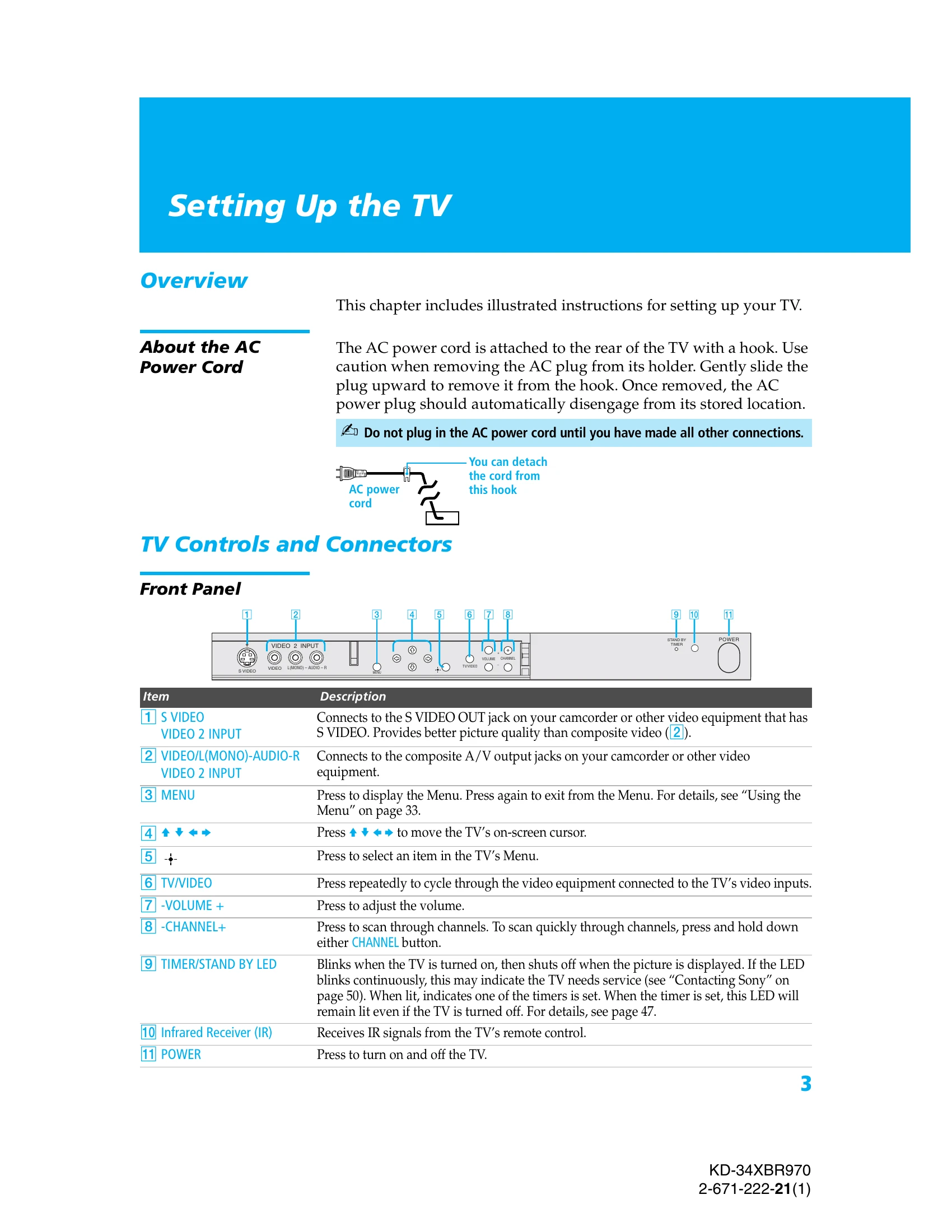 Manual for KD-34XBR970