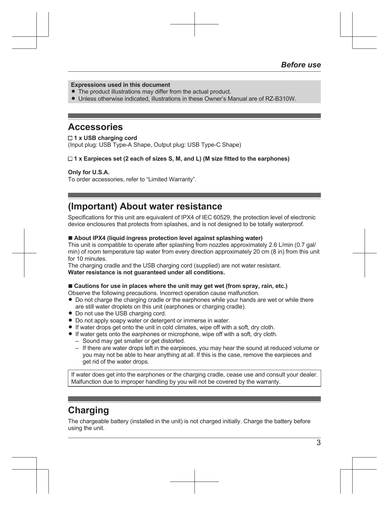 Manual for RZ-B310W