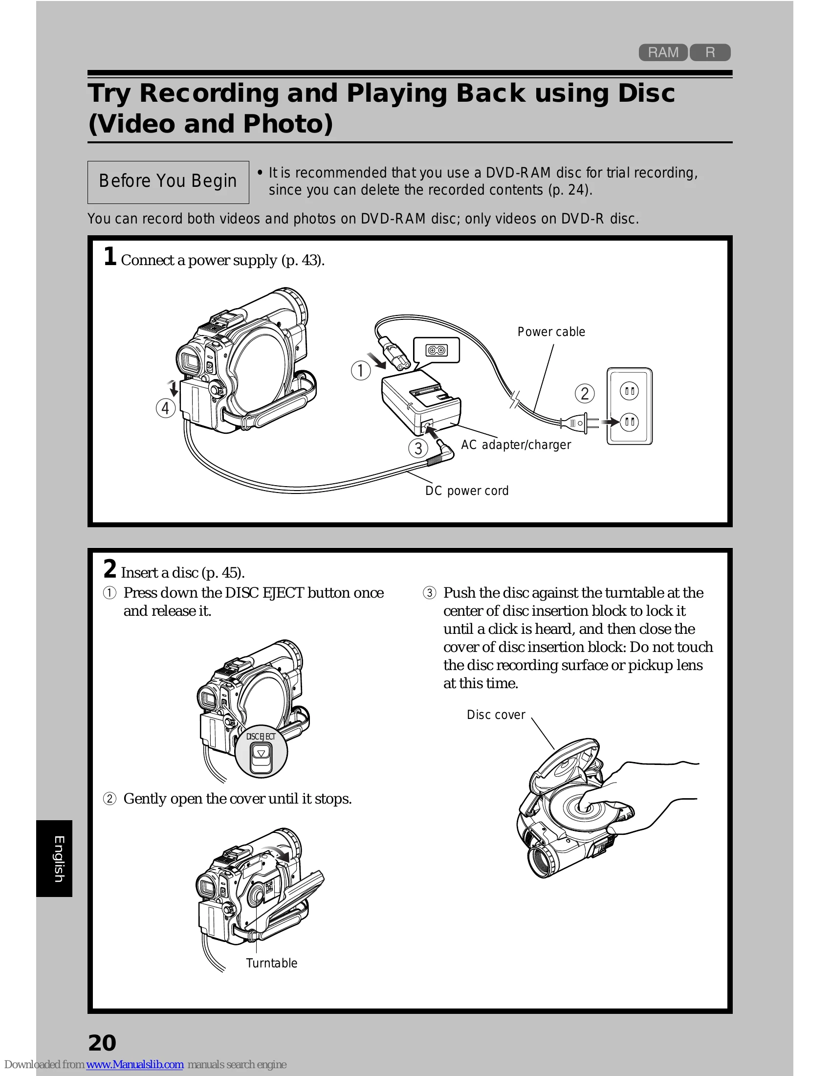 Manual for DZ-GX20A / DZ-MV730A / DZ-MV780A