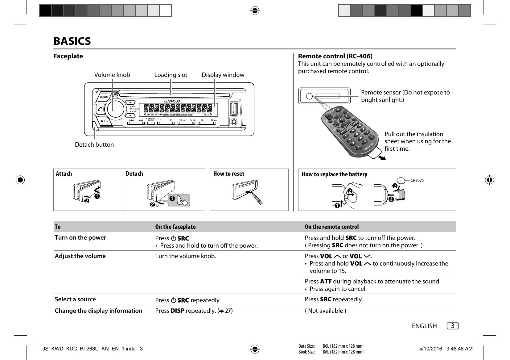 Manual for KDC-BT268U