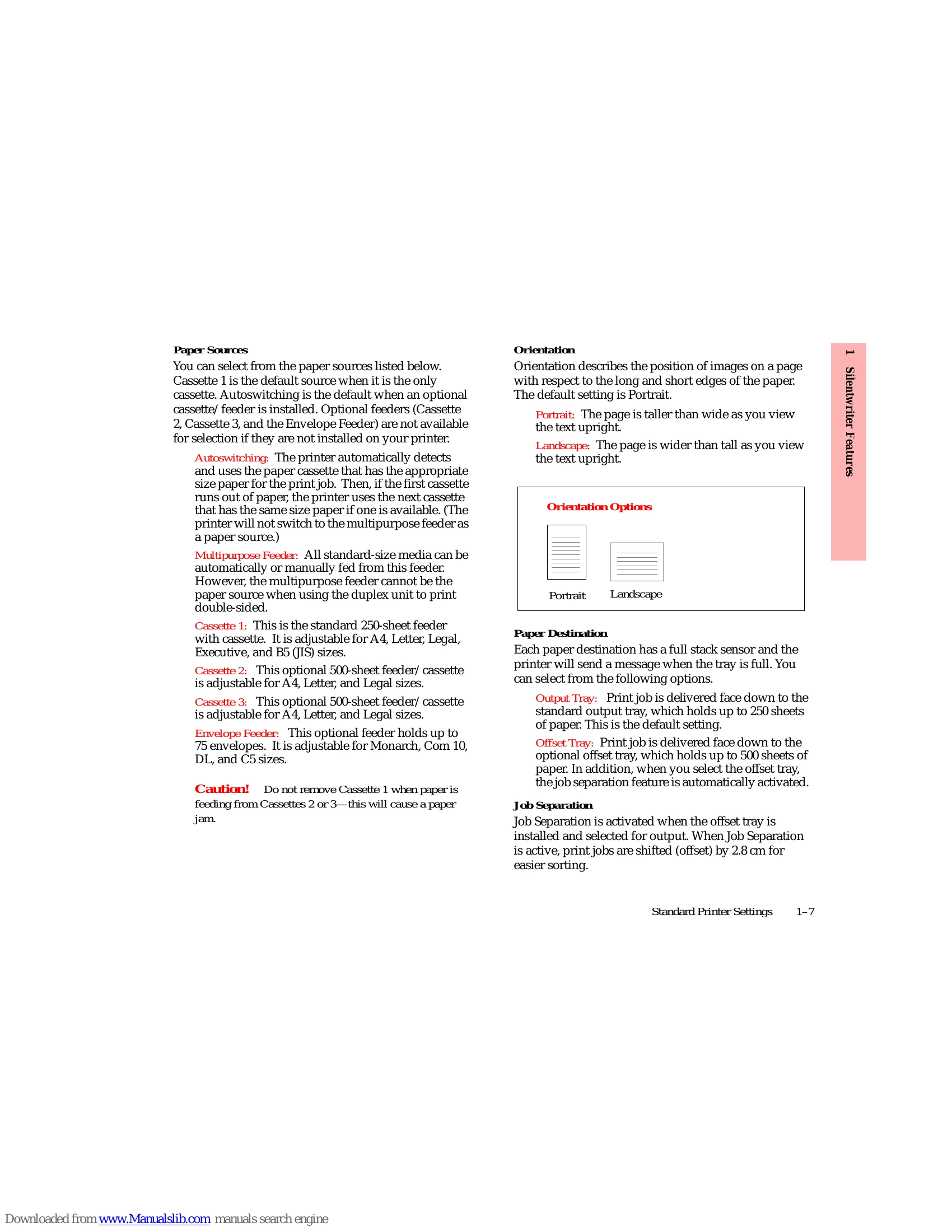 Manual for Silentwriter 1700