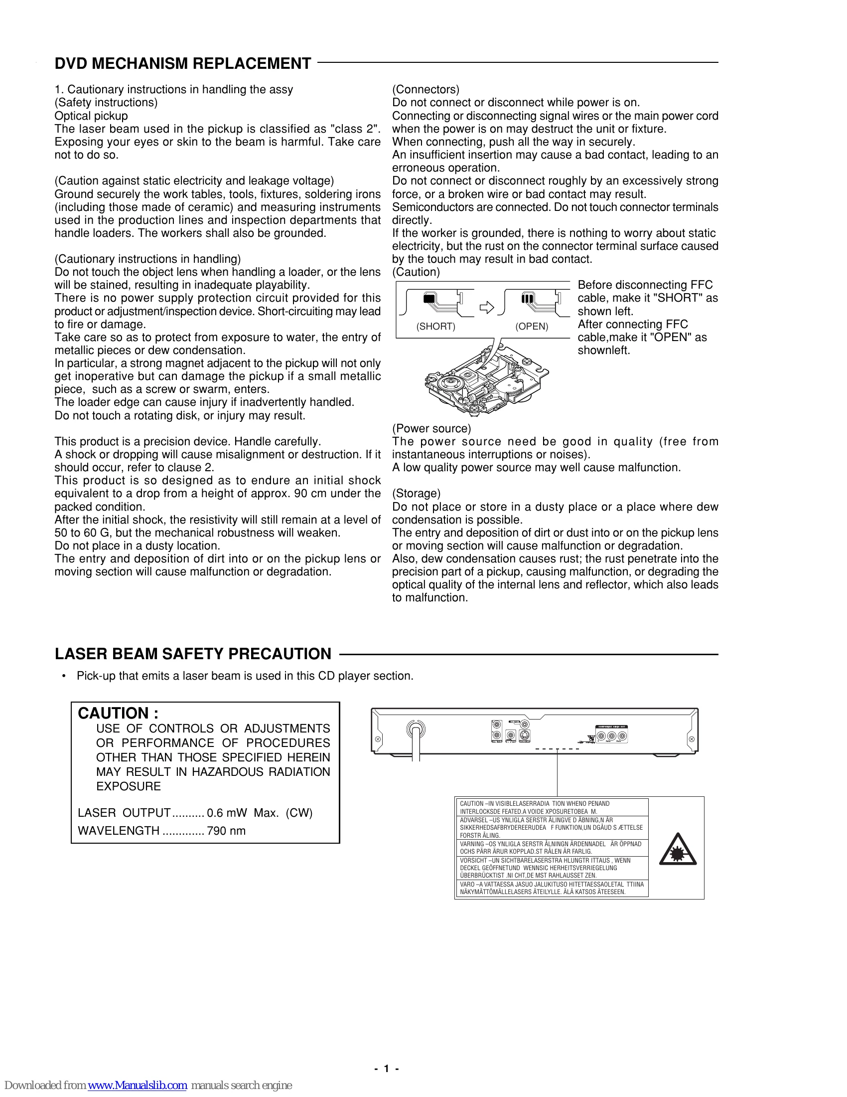 Parts/Service for DVD-SL330(AU)