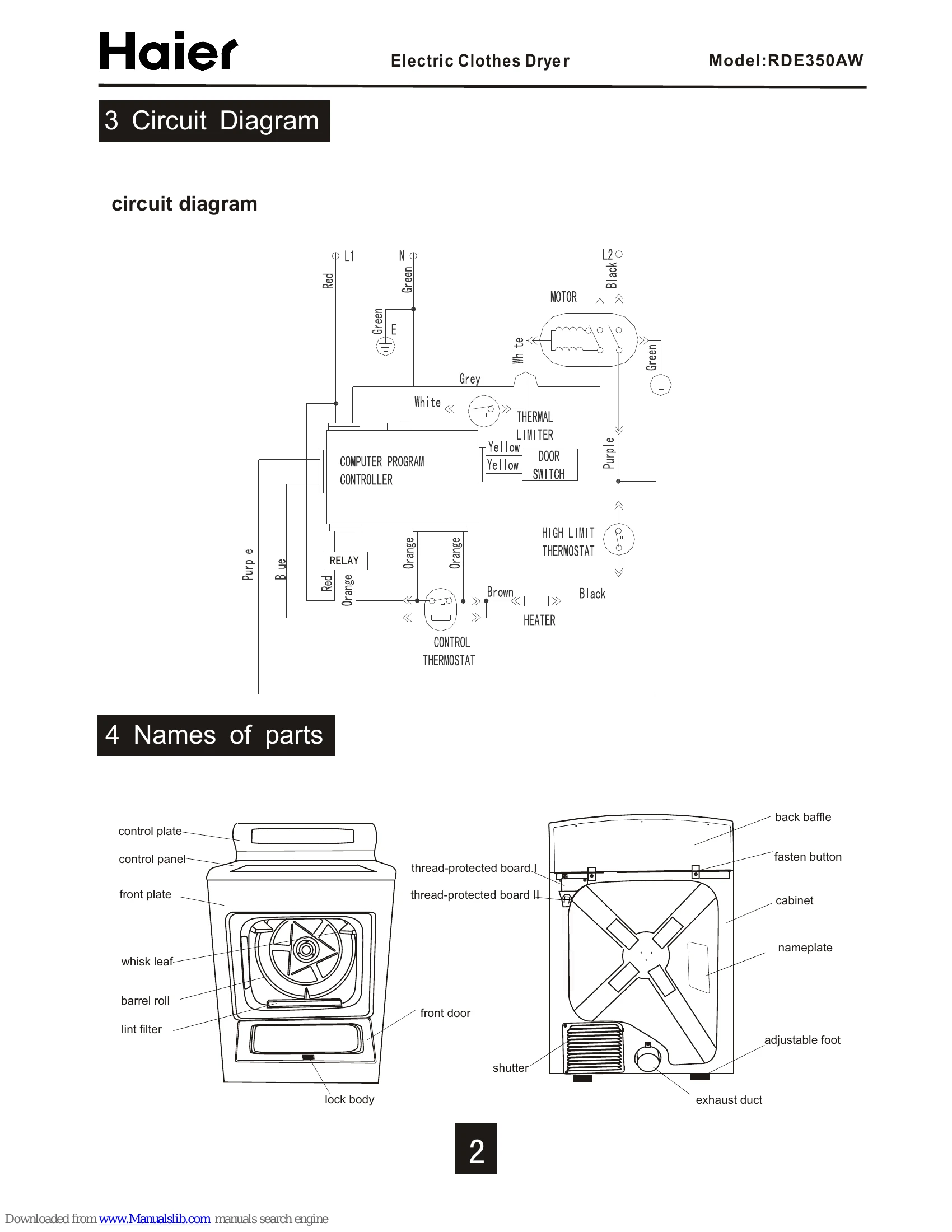 Manual for RDE350AW