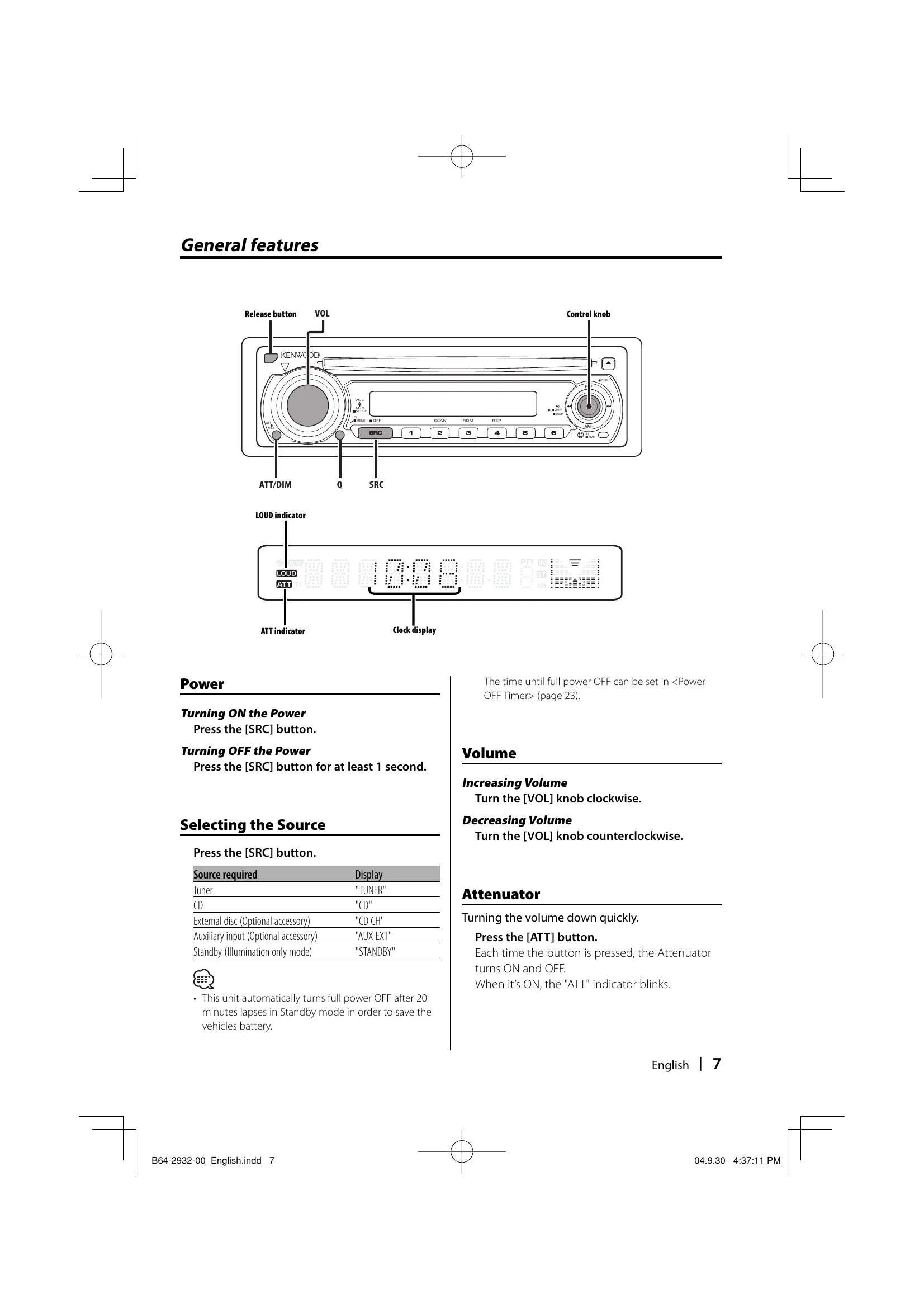 Manual for KDC-3031A