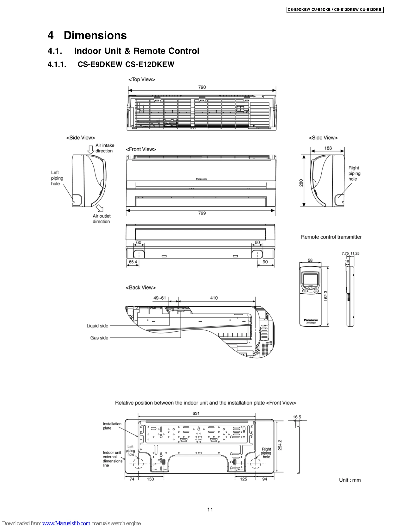 Manual for CS-E9DKEW CU-E9DKE / CS-E12DKEW CU-E12DKE