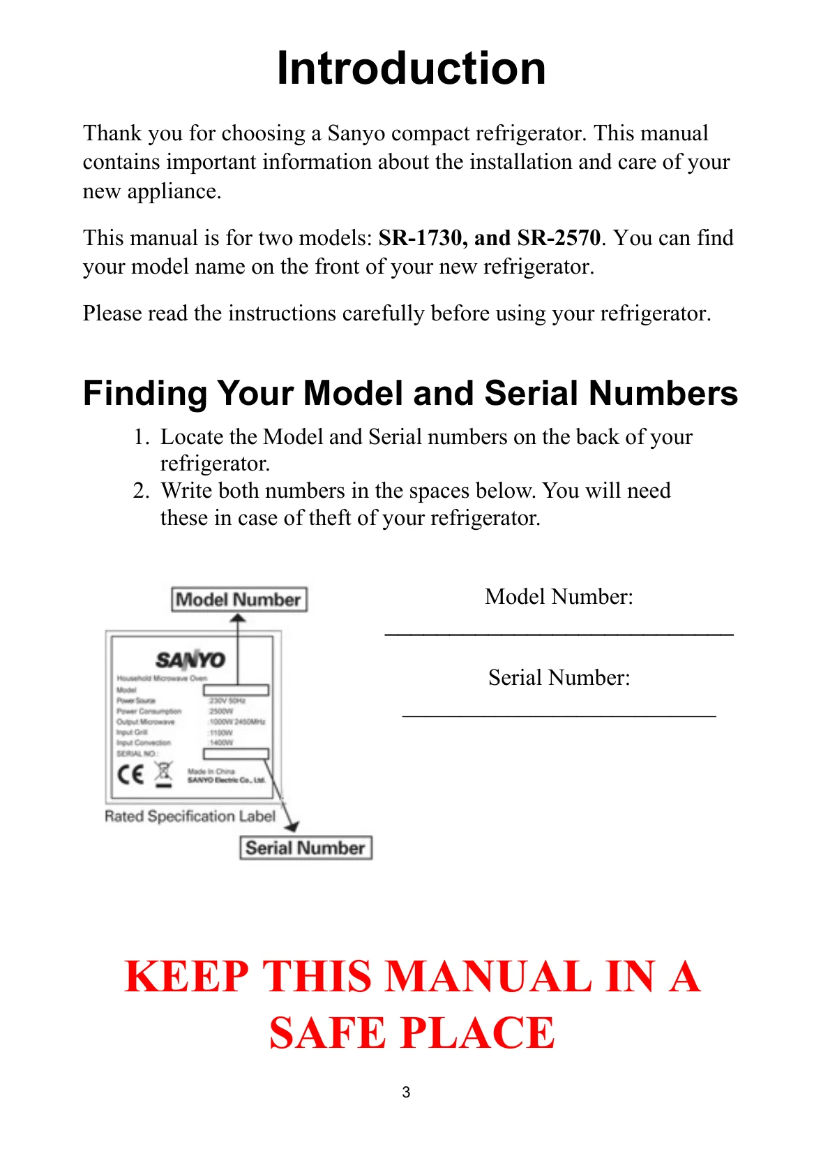 Manual for SR-1730/2570