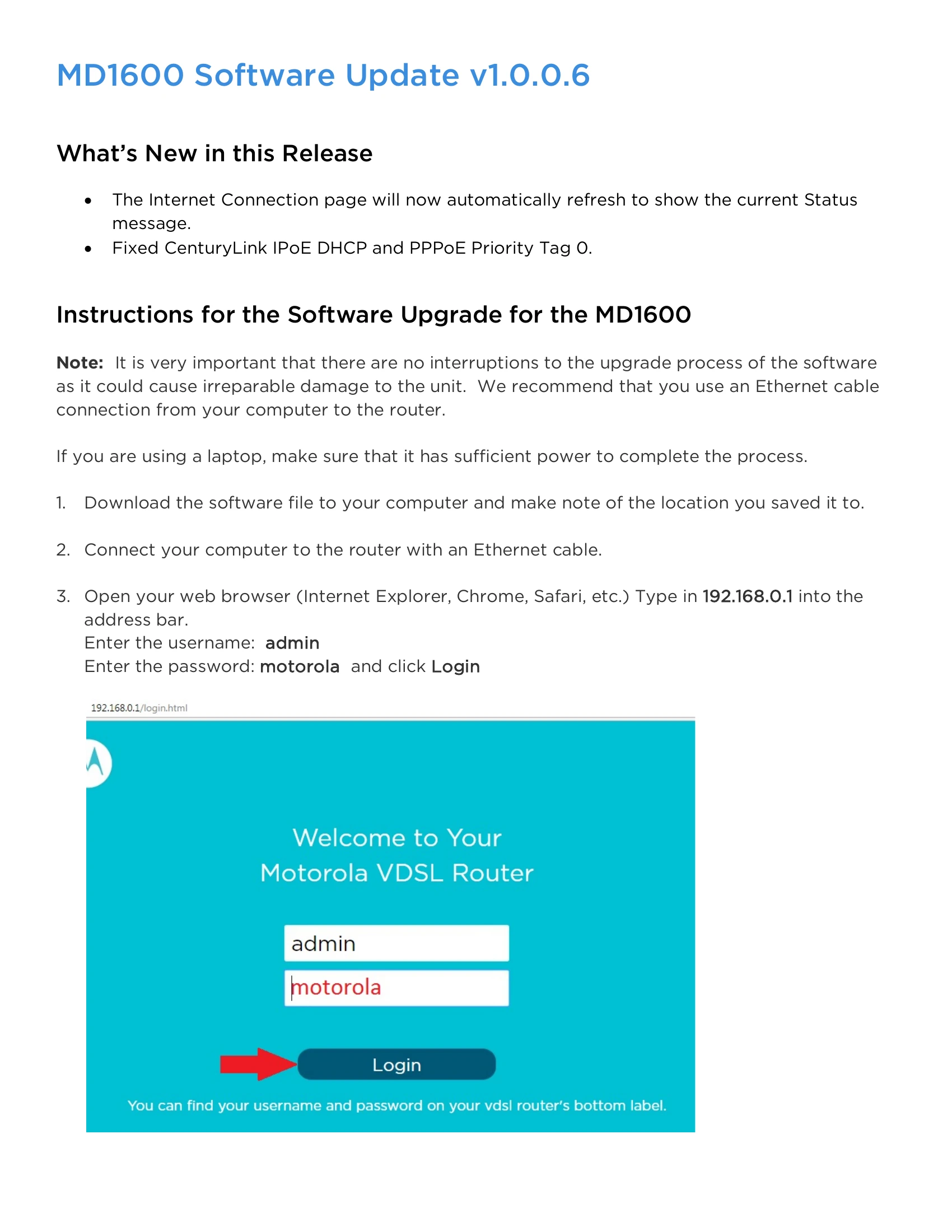 Manual for MD1600