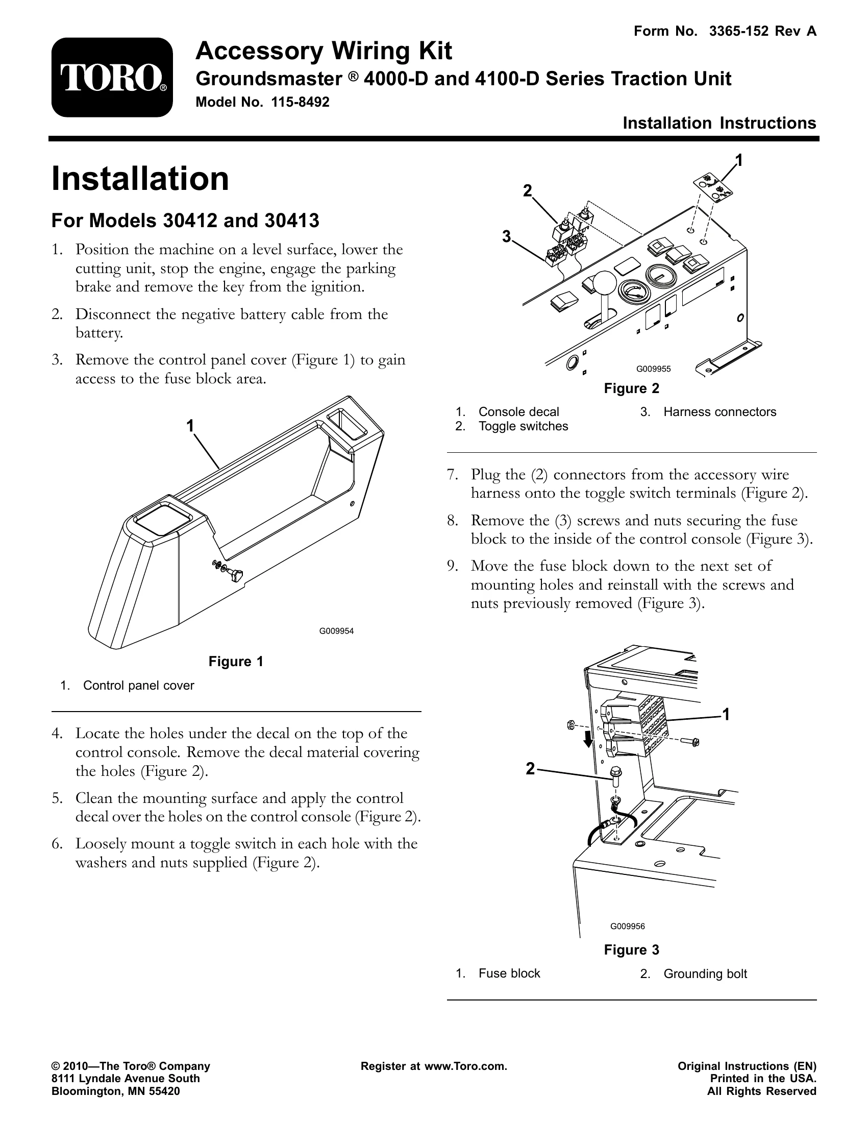 Installation Guide for Groundsmaster 4000-D and 4100-D Series Traction Unit