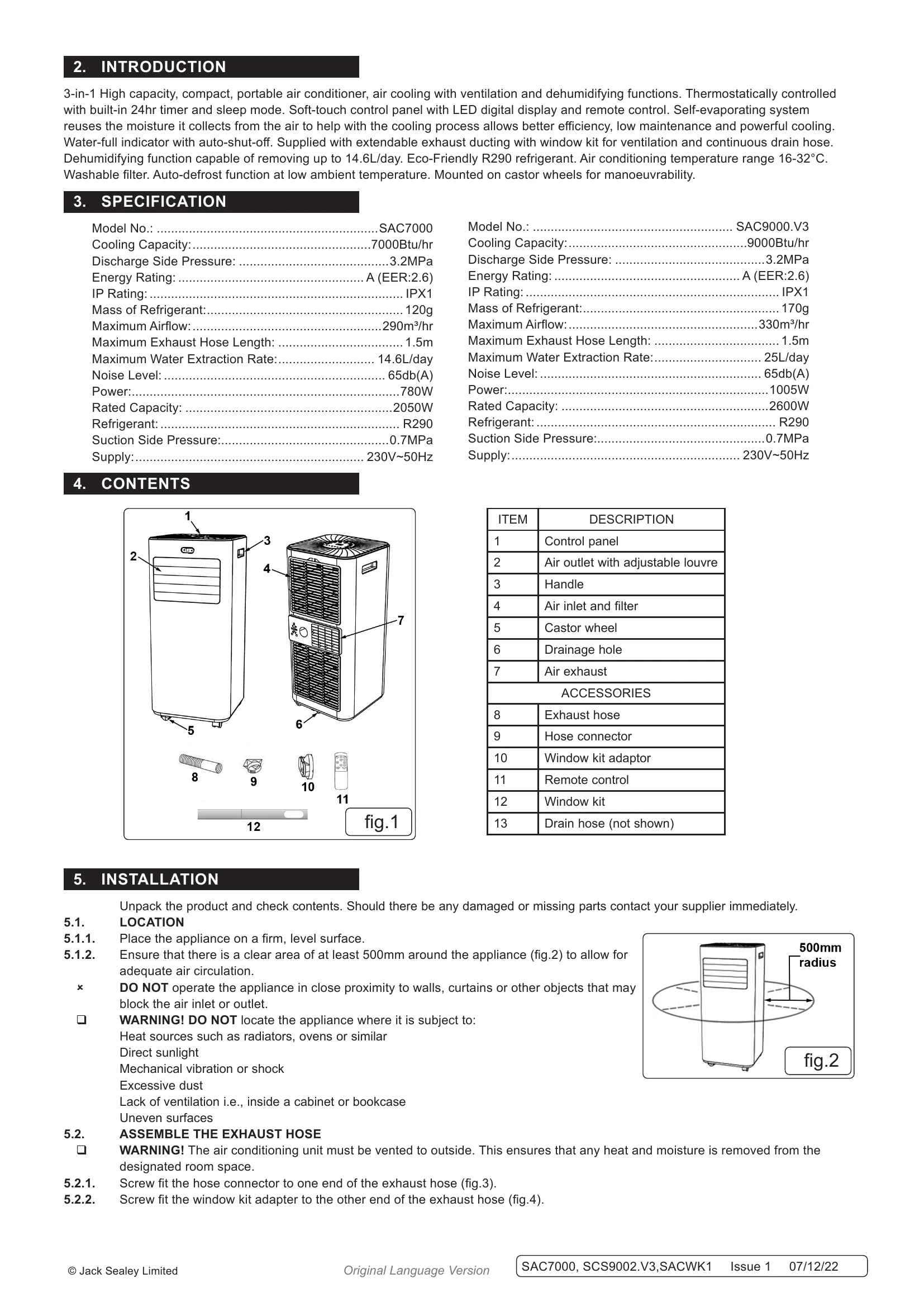 Manual for SAC7000, SAC9002.V3, SACWK1