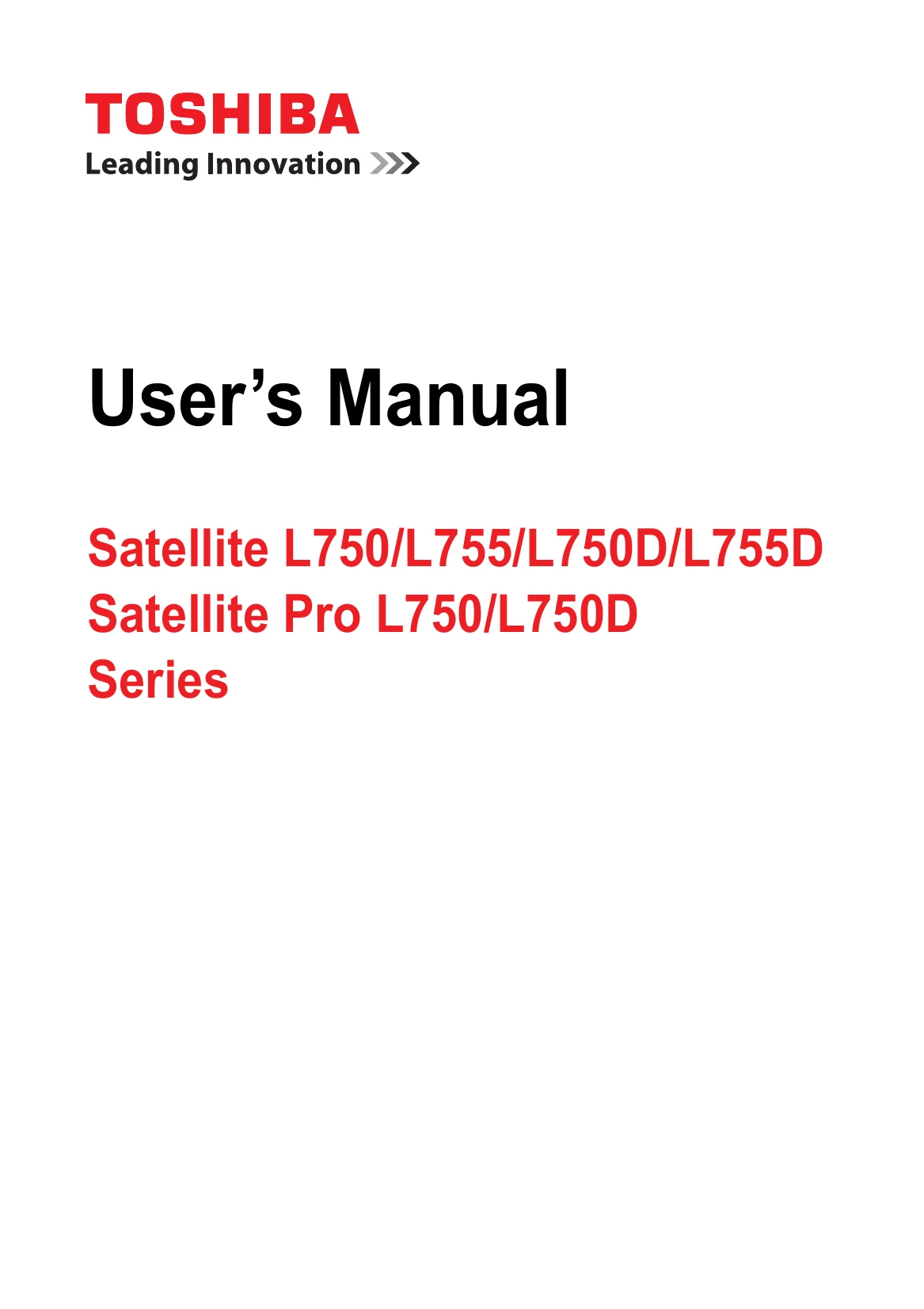 Manual for Satellite L750/L755/L750D/L755D/Satellite Pro L750/L750D