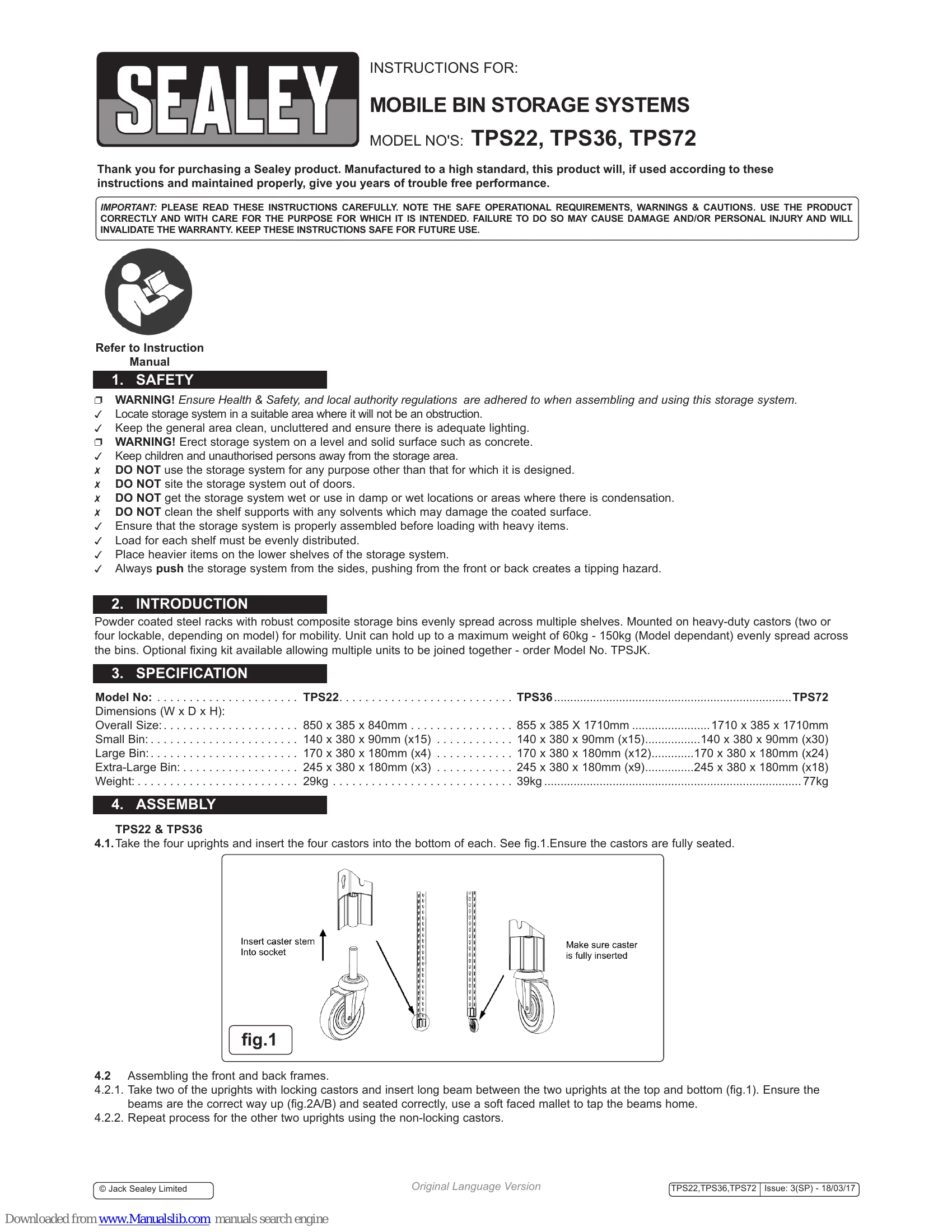 Manual for TPS22, TPS36, TPS72