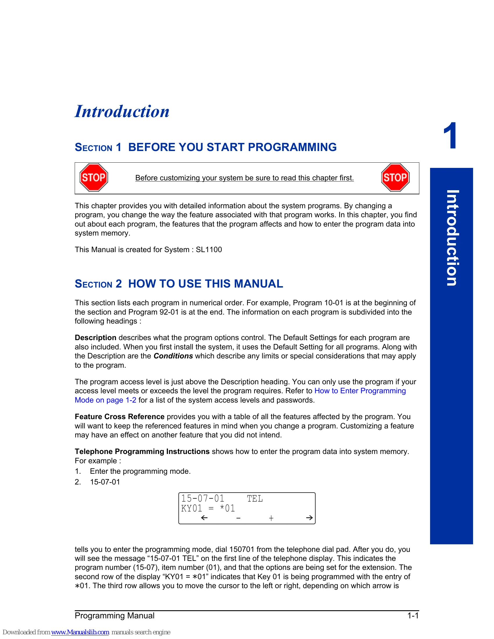 Manual for SL1100