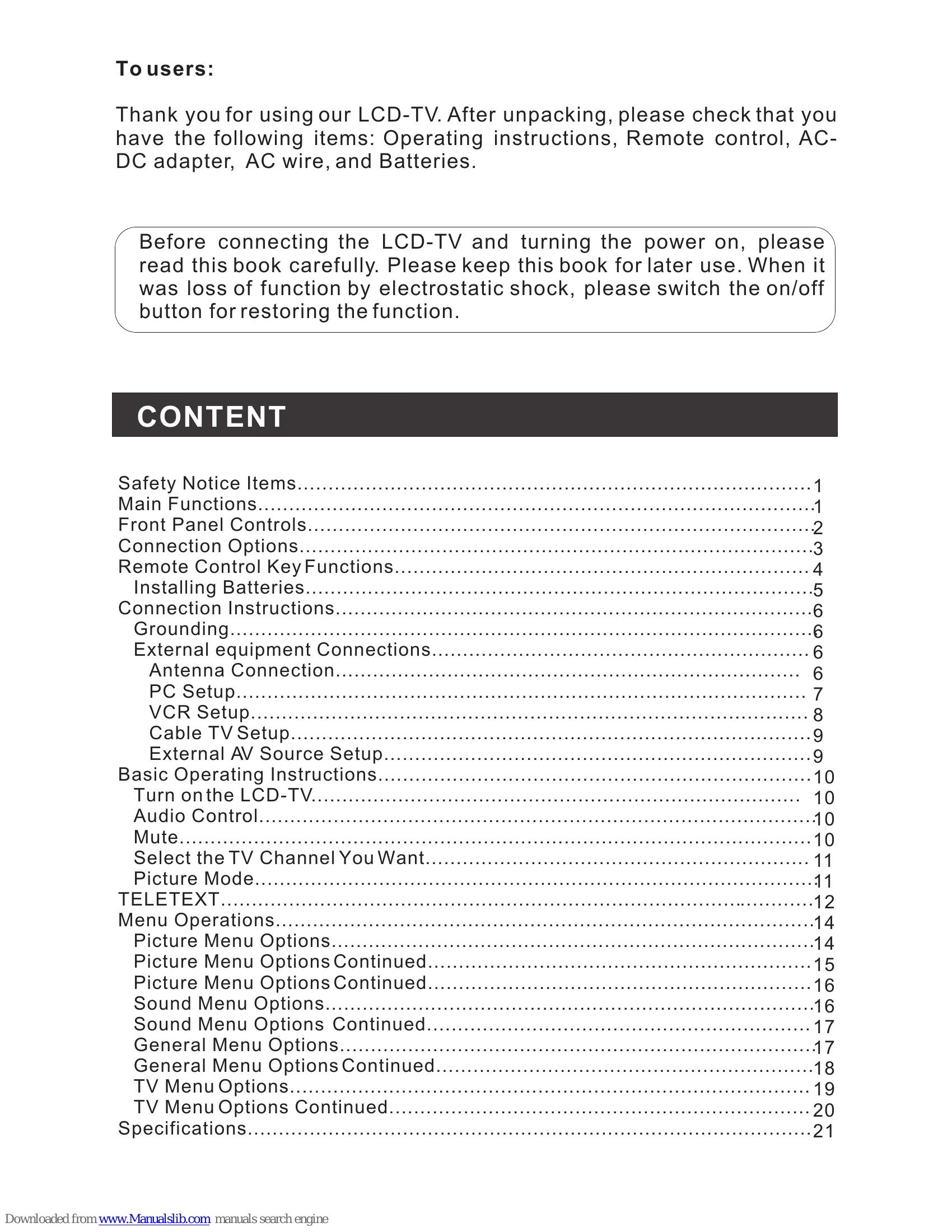 Manual for L15SV6-A0
