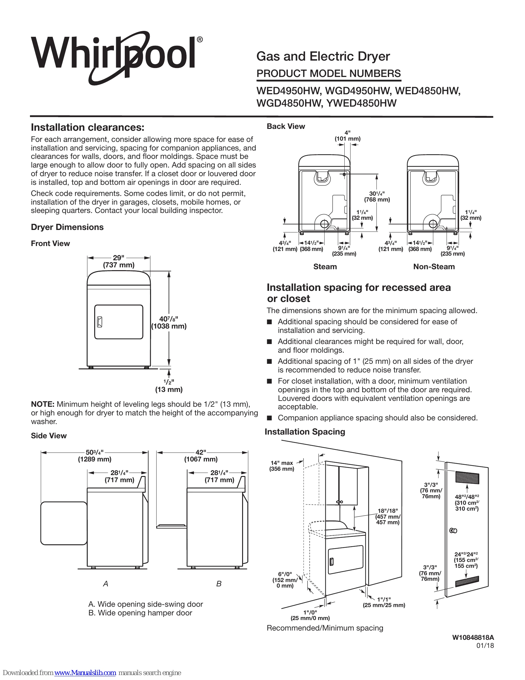 Installation Guide for WED4950HW